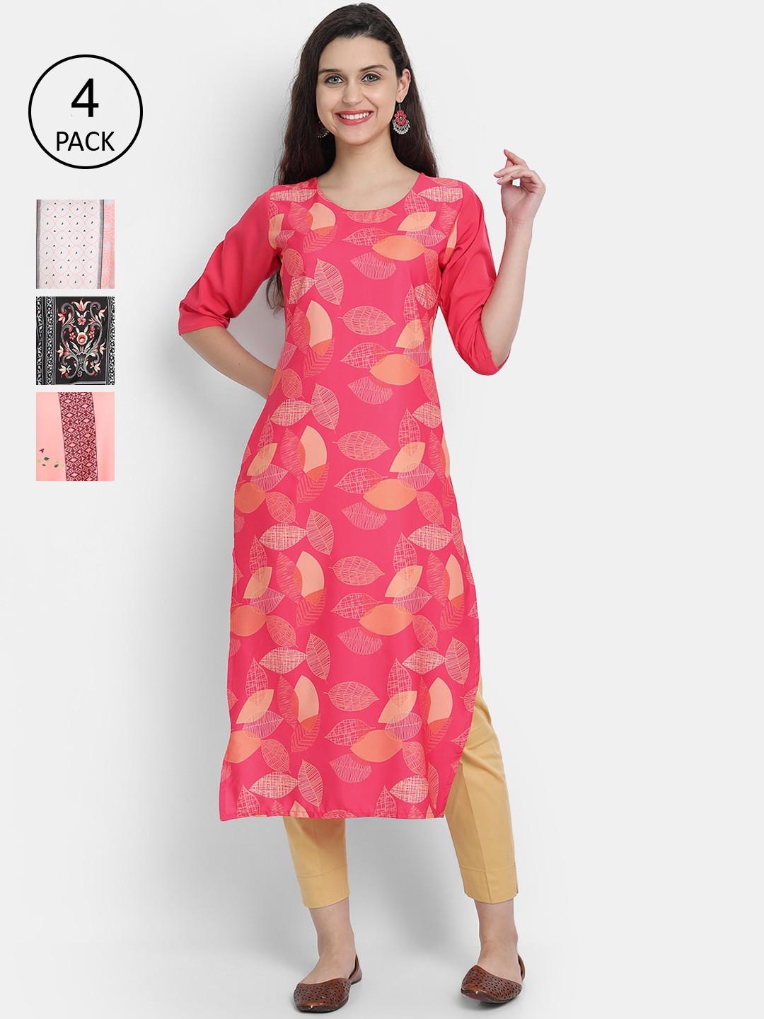 

7Threads Women Pack Of 4 Kurtas, Pink
