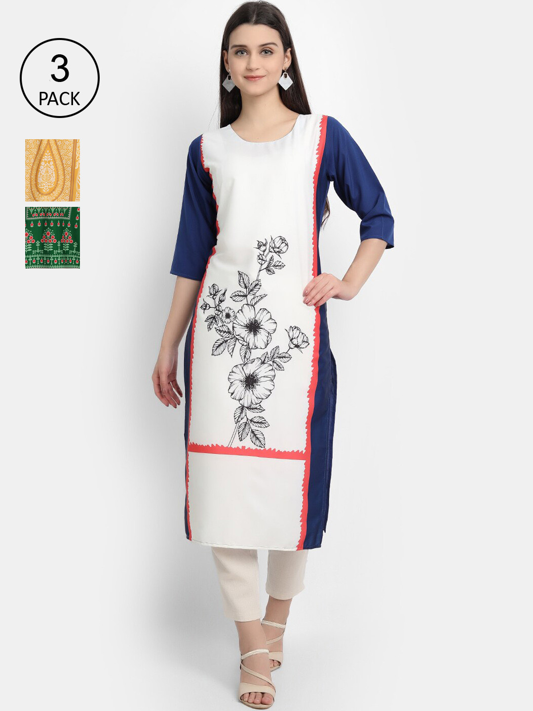 

7Threads Women Pack Of 4 Kurtas, White