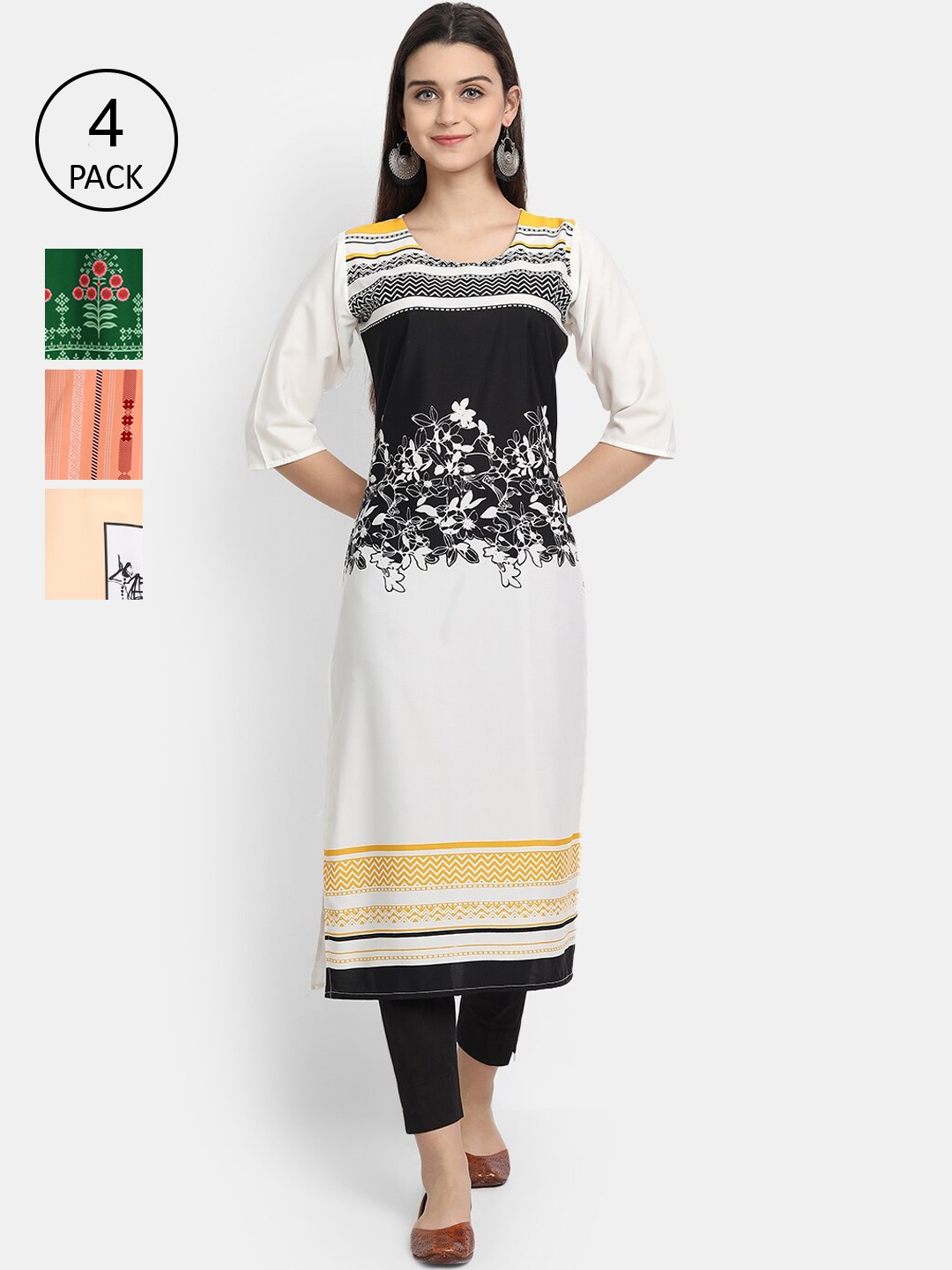 

7Threads Women Pack Of 4 Kurtas, White