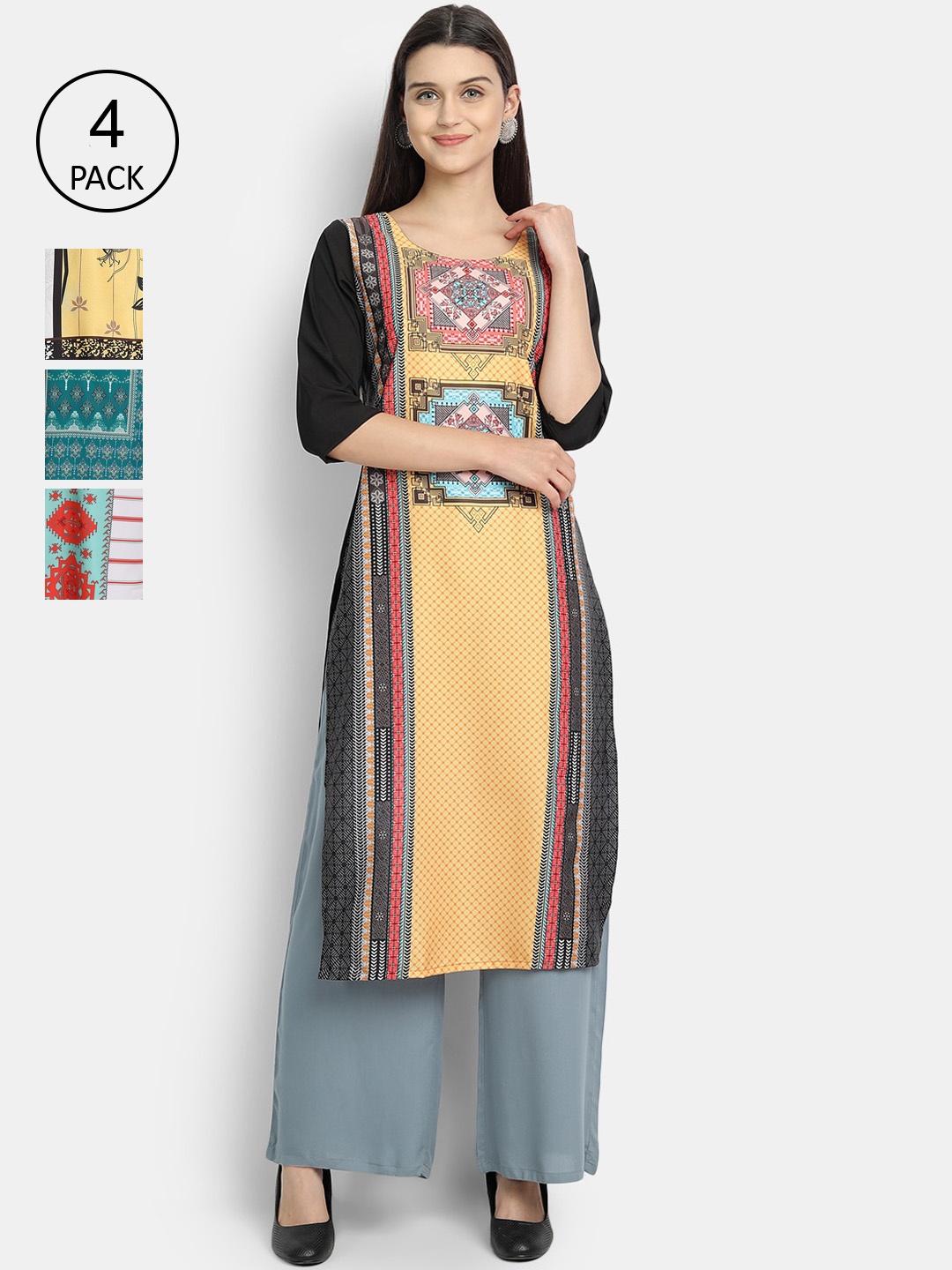

7Threads Women Pack Of 4 Kurtas, White