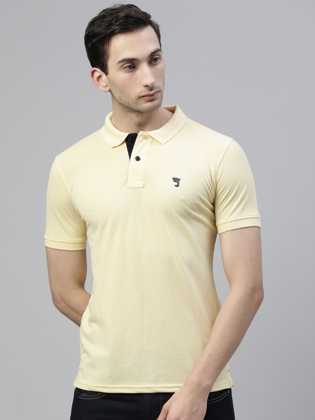 

Joven Men Yellow Polo Collar Running T-shirt