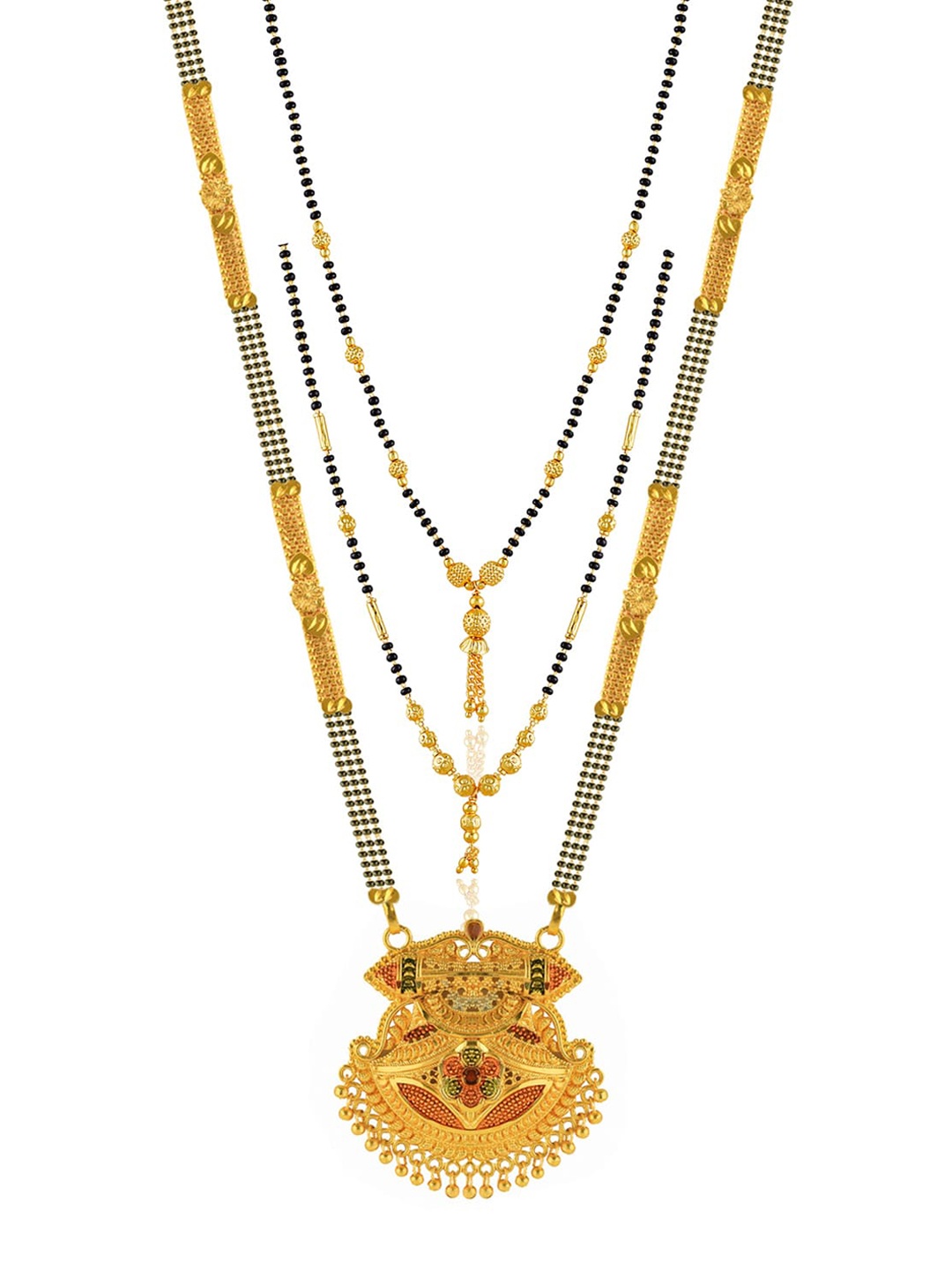 

Brandsoon Set of 3 Gold-Plated Black Beaded Mangalsutras