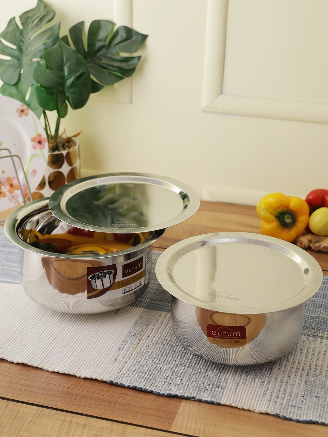 

AURUM Set of 2 Steel Tope With Lid