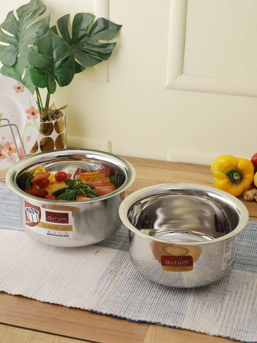 

AURUM Set of 2 Silver-Toned Stainless Steel Tope