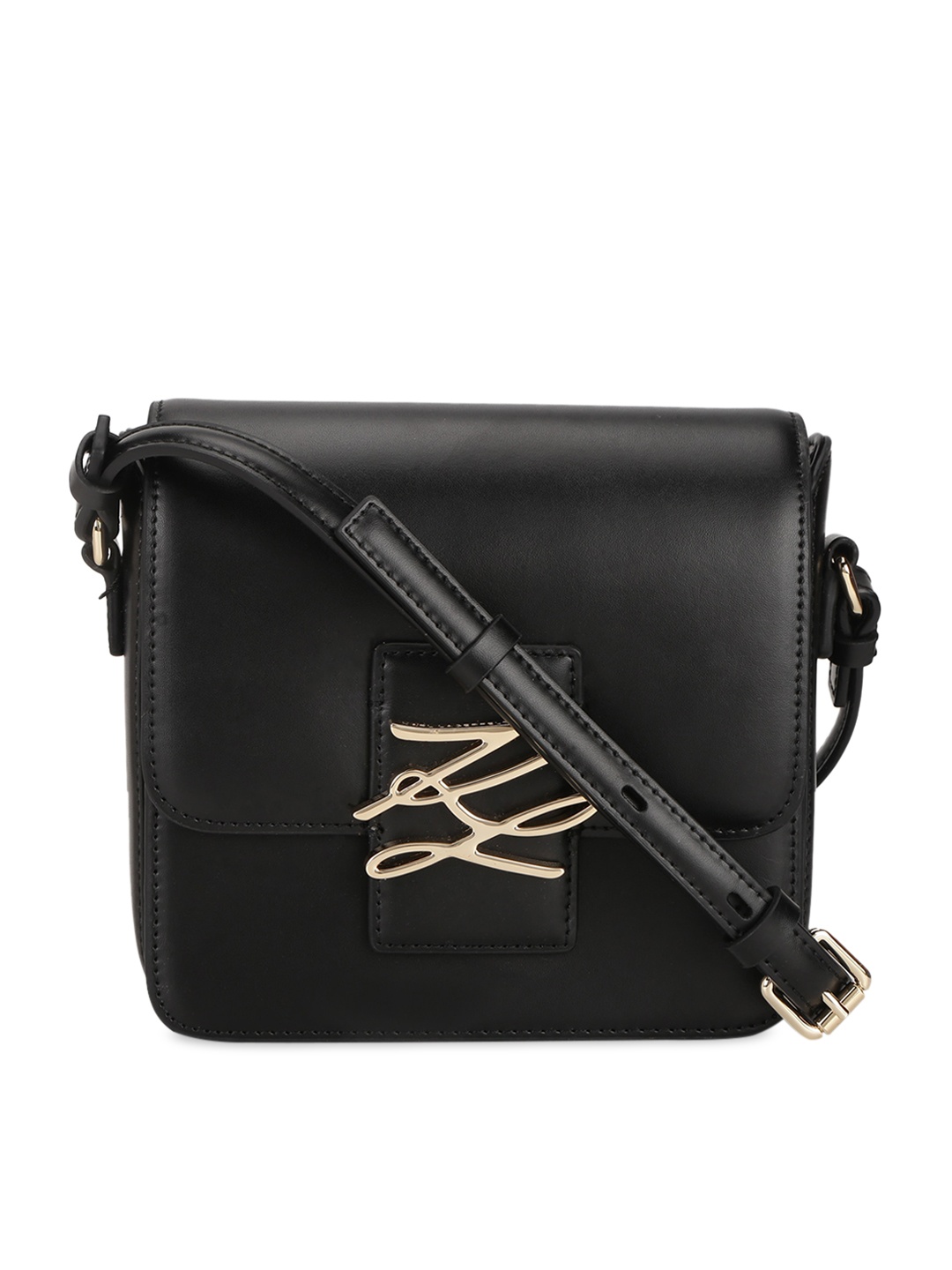 

Karl Lagerfeld Black Leather Structured Sling Bag with Bow Detail