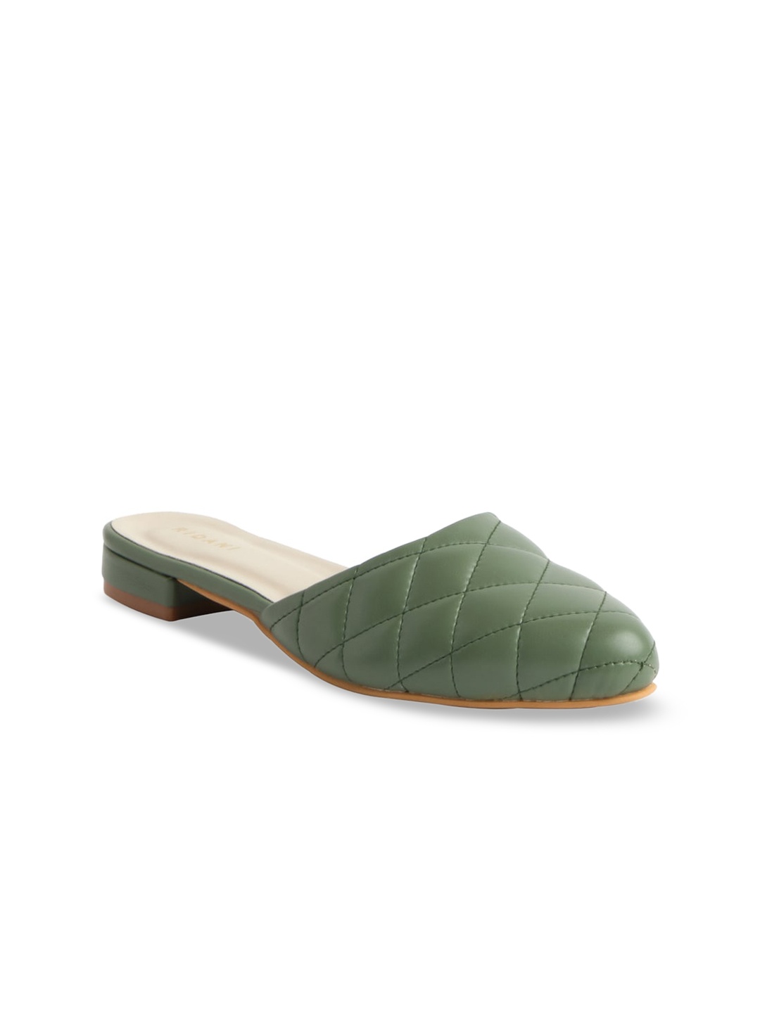 

ERIDANI Women Green Textured Mules Flats