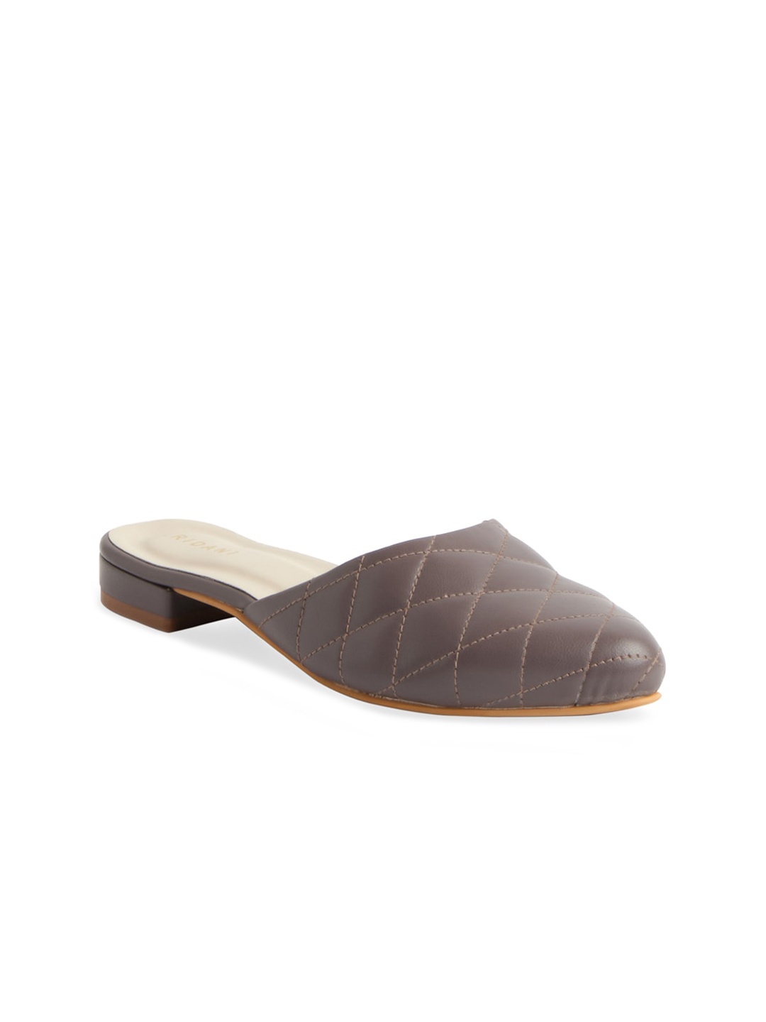 

ERIDANI Women Grey Quilted Mules Flats