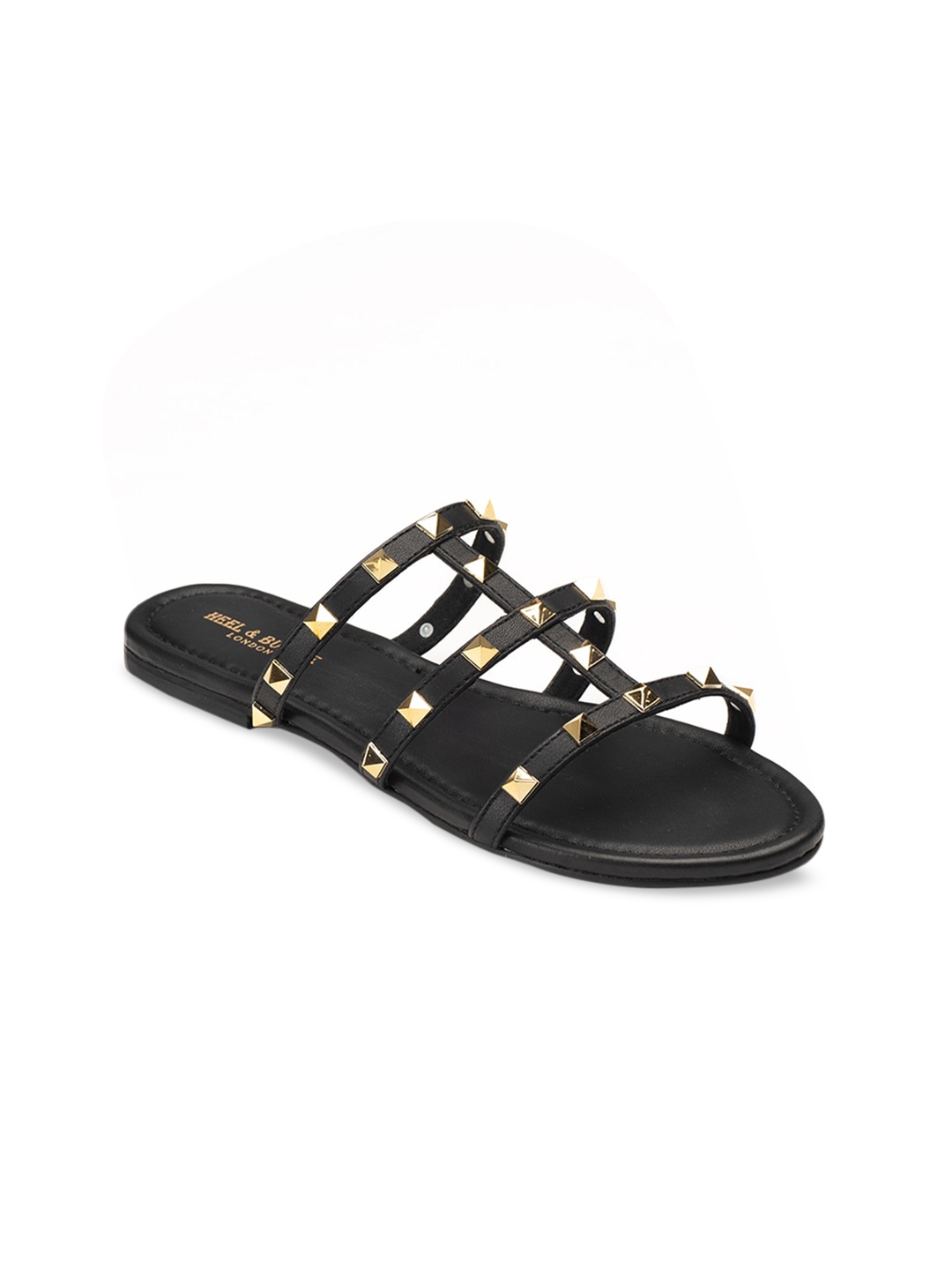 

Heel & Buckle London Women Black Leather Open Toe Flats