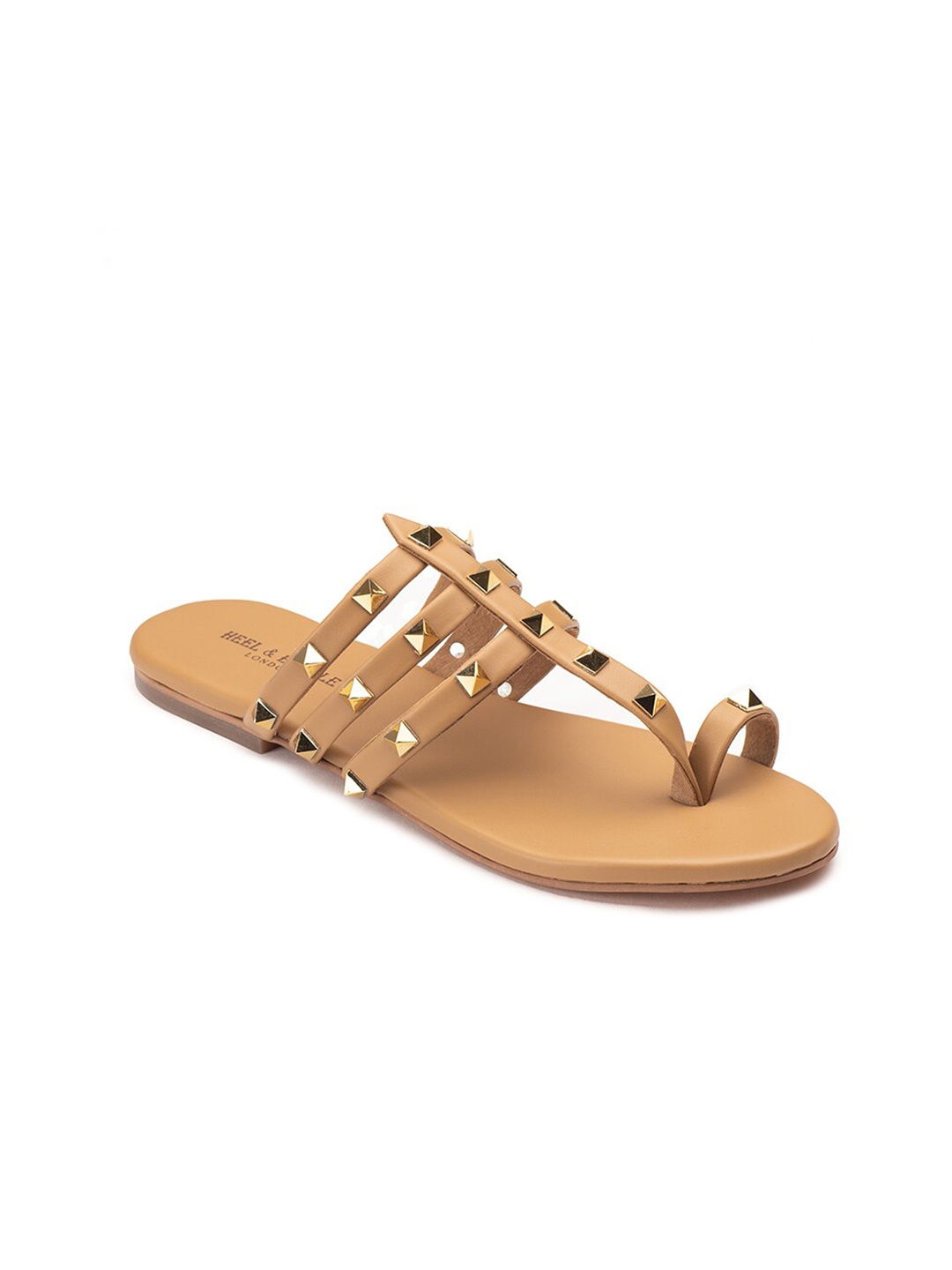 

Heel & Buckle London Women Beige Embellished T-Strap Flats