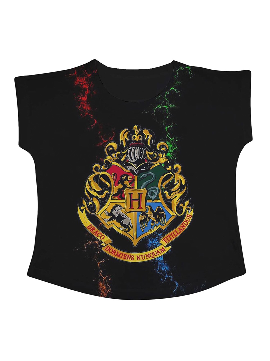 

Harry Potter by Wear Your Mind Black & Gold-Toned Harry Potter Print Top