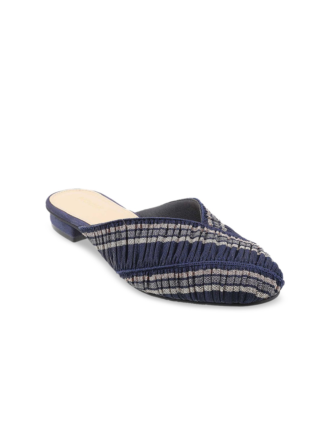 

Mochi Women Blue & Beige Textured Block Mules