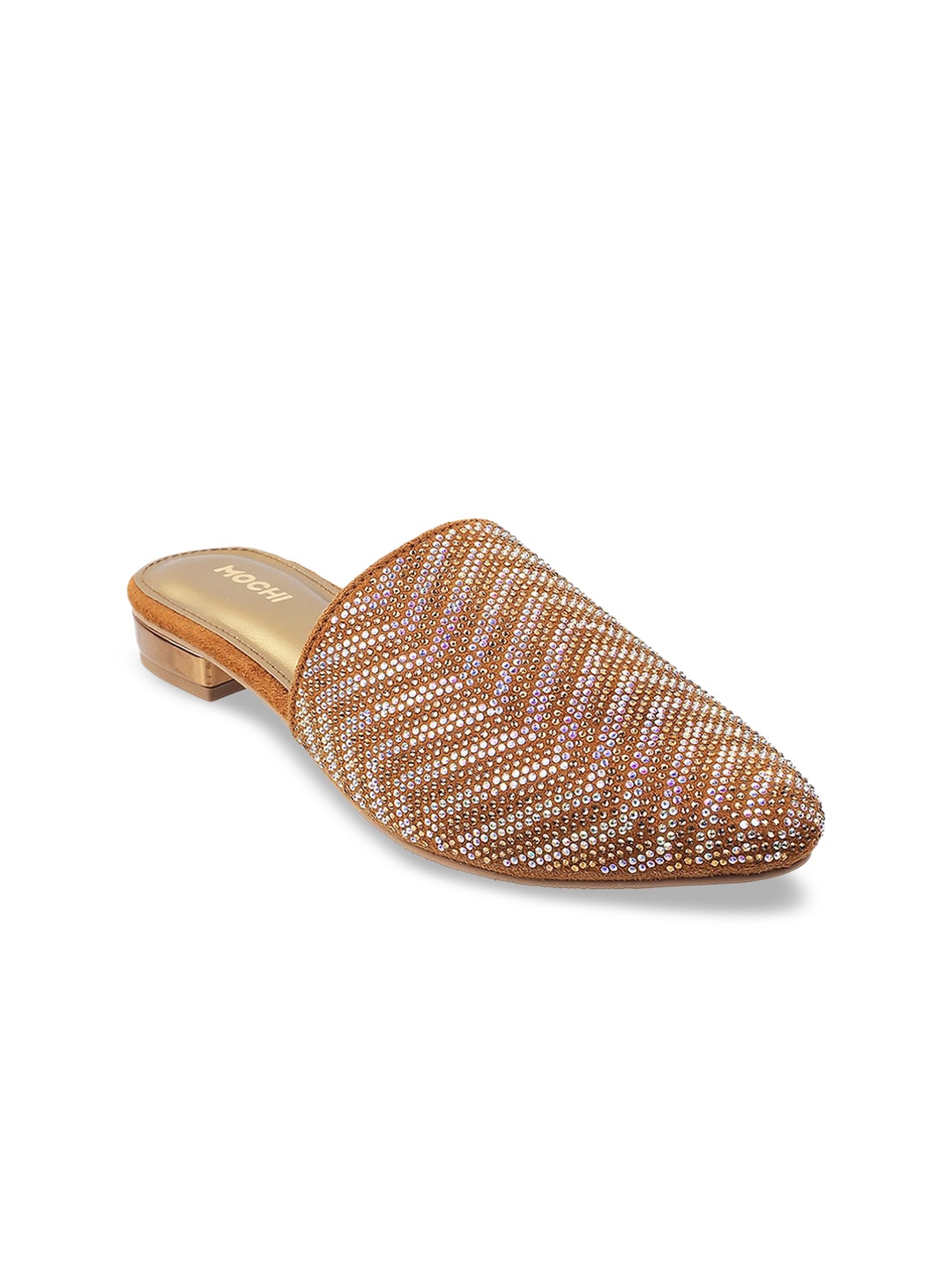 

Mochi Gold-Toned Embellished Block Mules