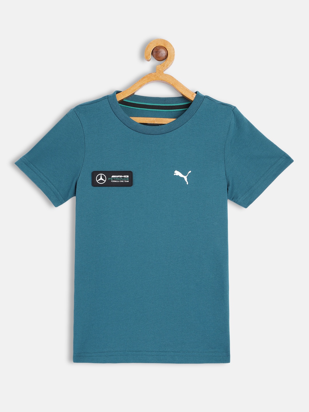 

PUMA Motorsport Kids Teal Blue Mercedes F1 Essentials Youth Pure Cotton T-shirt