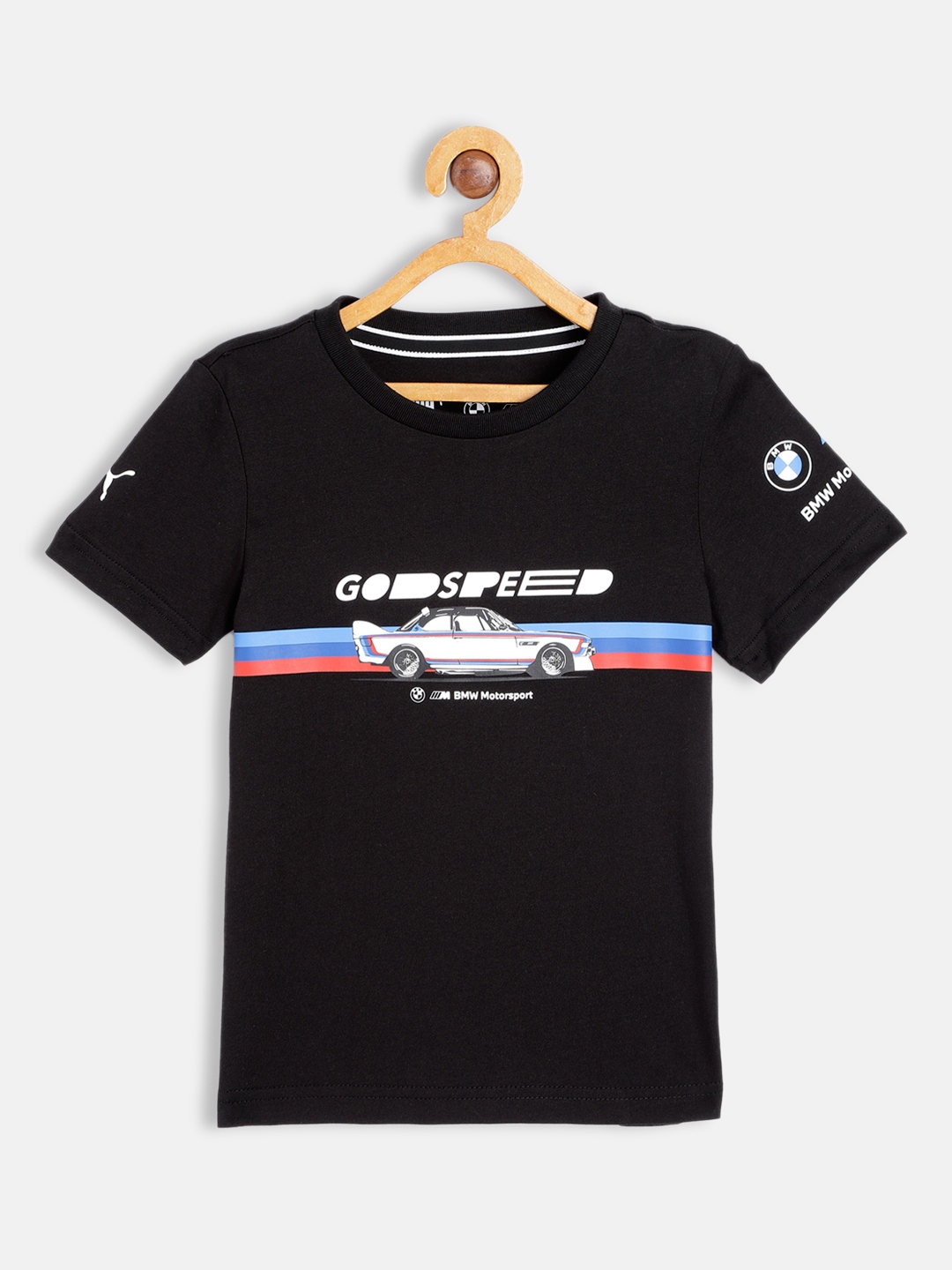 

PUMA Motorsport Kids Black BMW Motorsport Car Youth Printed Pure Cotton T-shirt