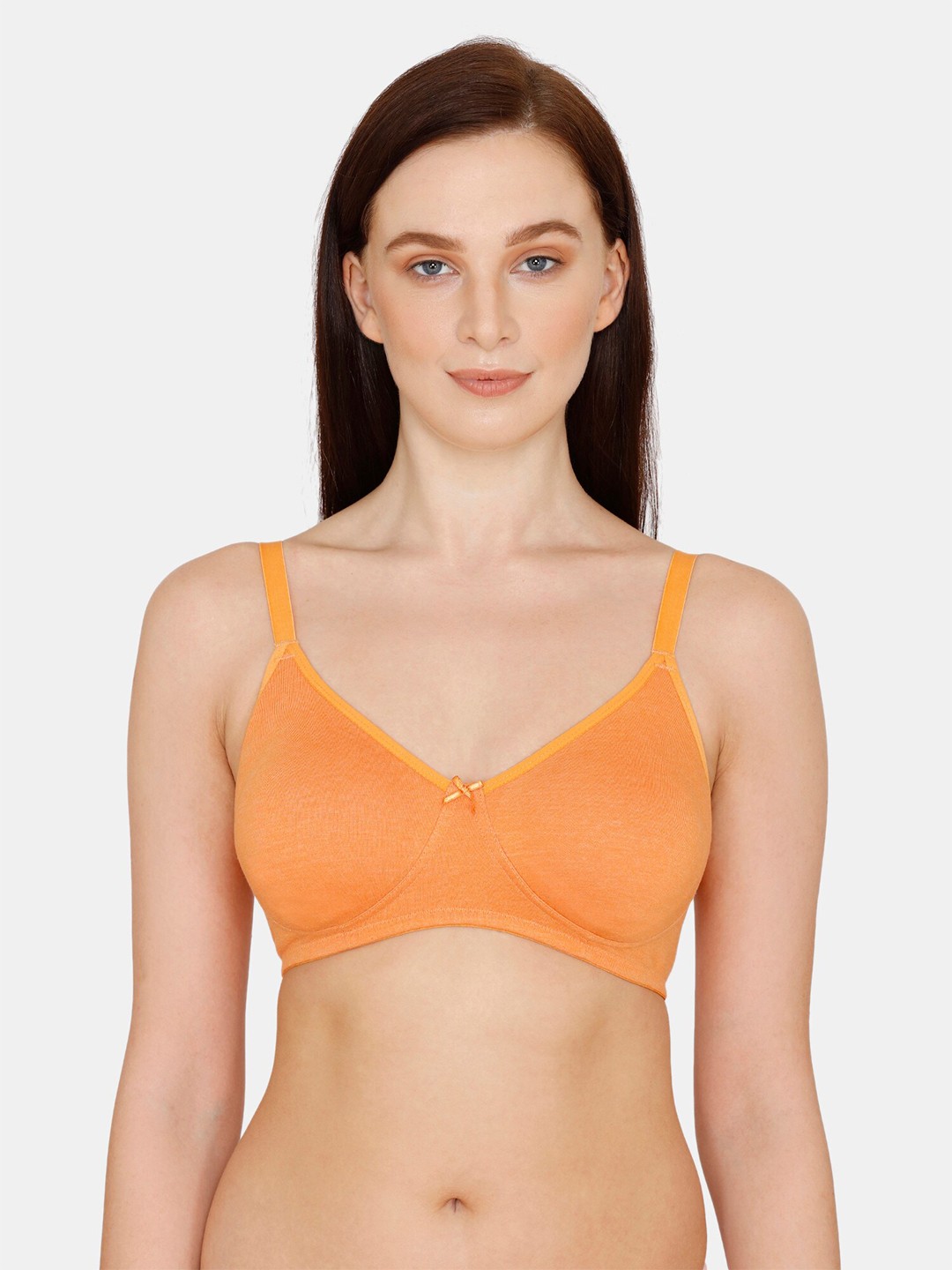 

Zivame Women Orange Solid Non-Padded & Non-Wired Single layer Half Coverage Bra