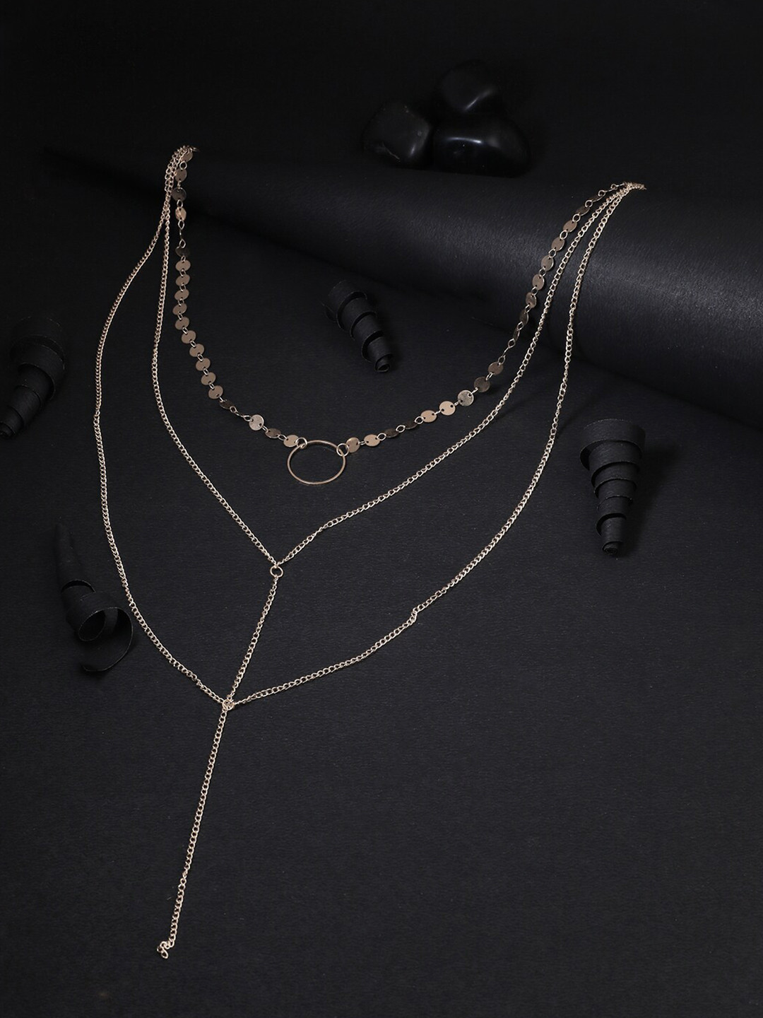 

Adwitiya Collection Gold-Toned Copper Gold-Plated Layered Chain