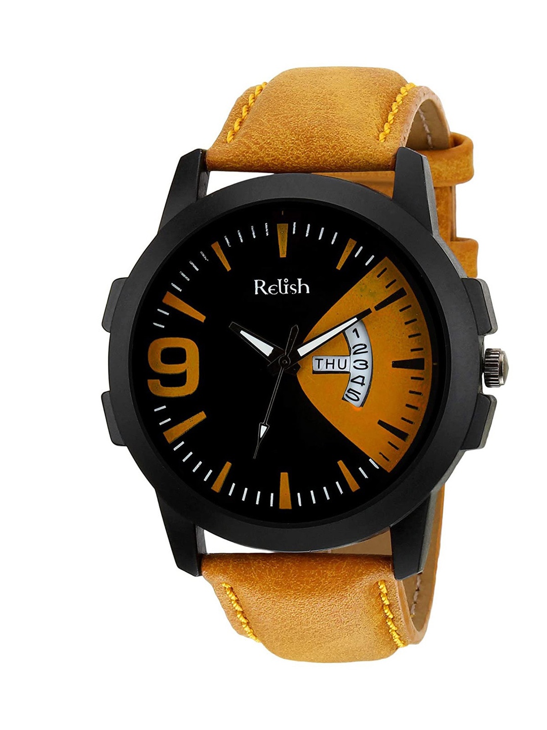 

Relish Men Black Printed Dial & Yellow Straps Analogue Watch