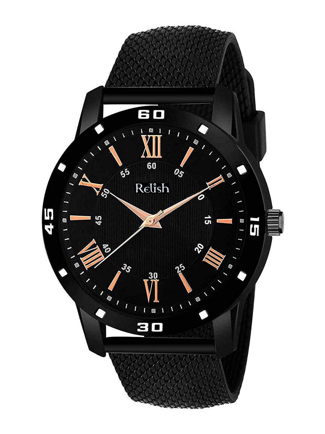 

Relish Men Black Embellished Dial & Black Straps Analogue Watch