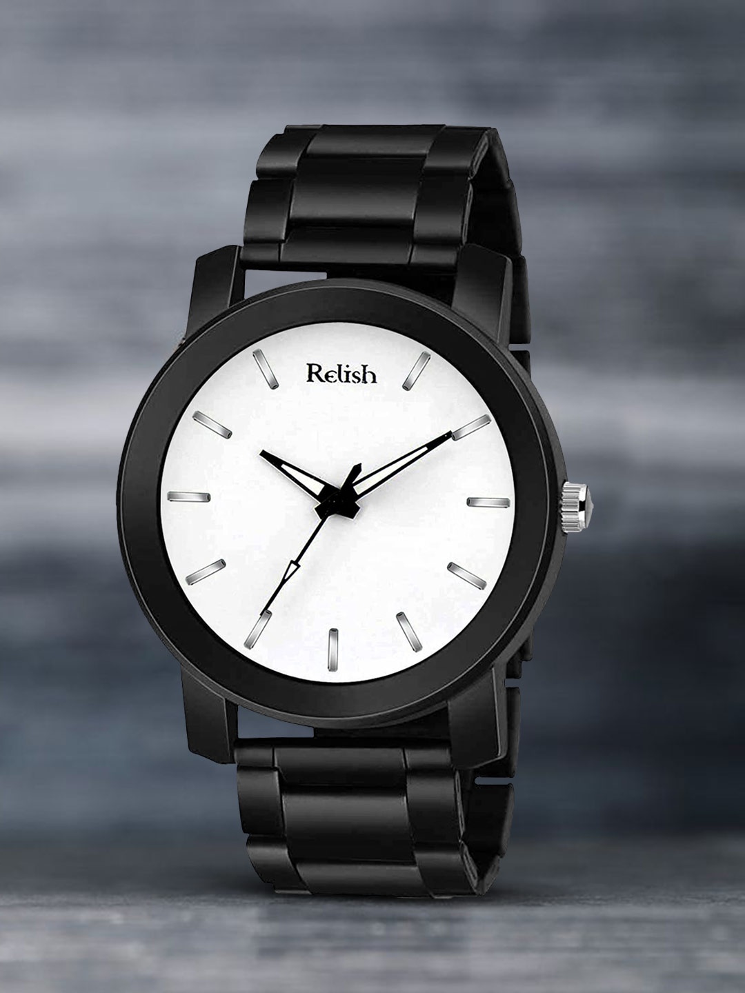 

Relish Men White Dial & Black Bracelet Style Straps Analogue Watch RE-BS2005