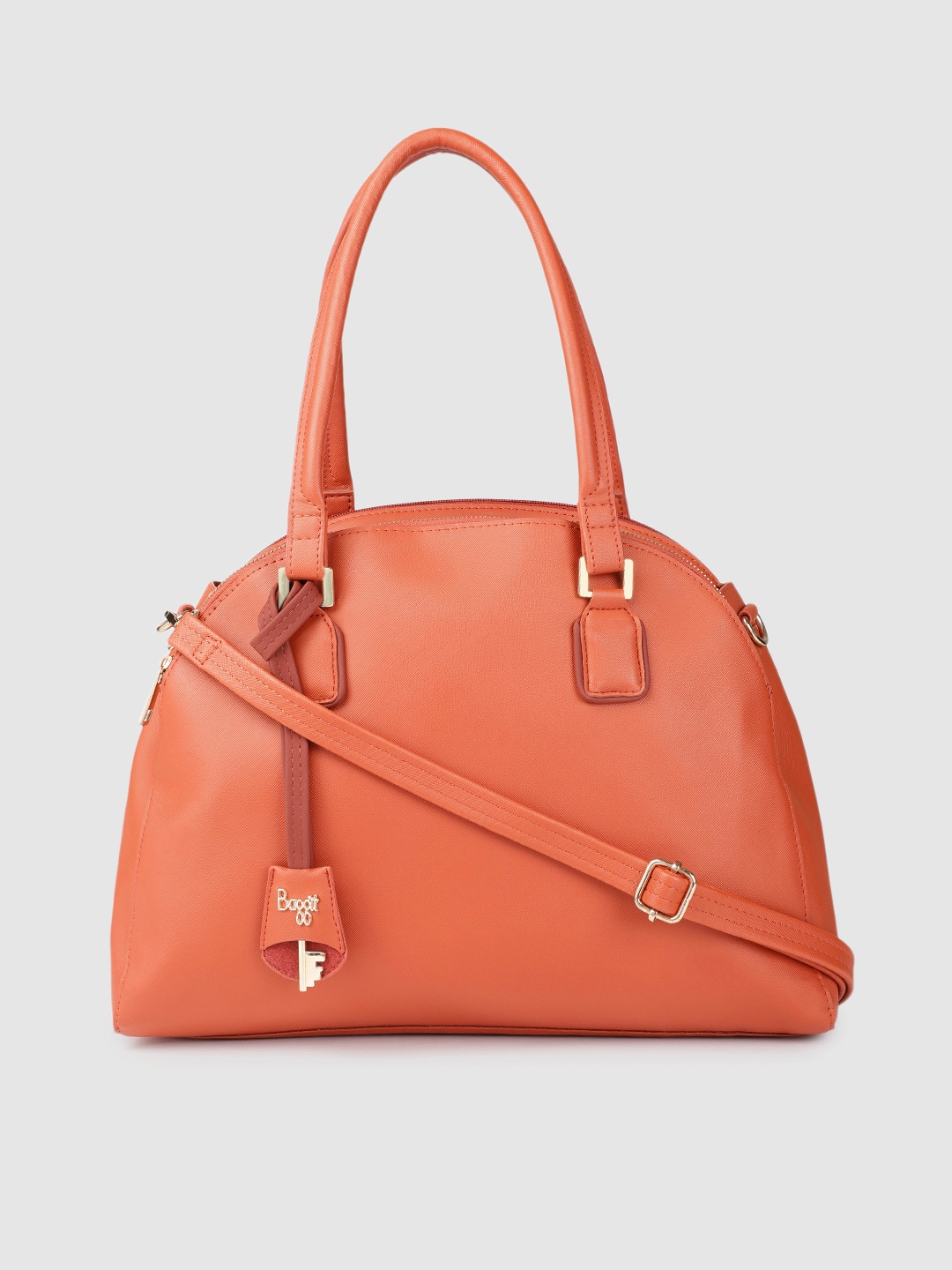 

Baggit Orange Structured Handheld Bag, Rust