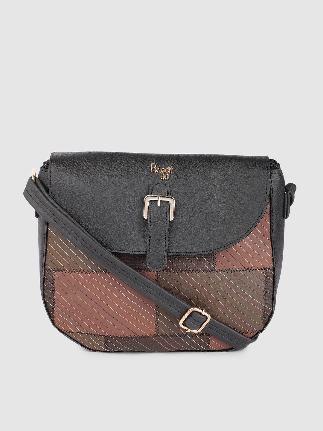 

Baggit Black Textured Structured Sling Bag