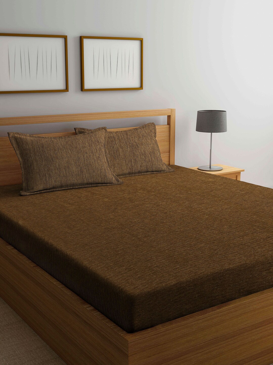 

Arrabi Olive Green 300 TC King Bedsheet with 2 Pillow Covers