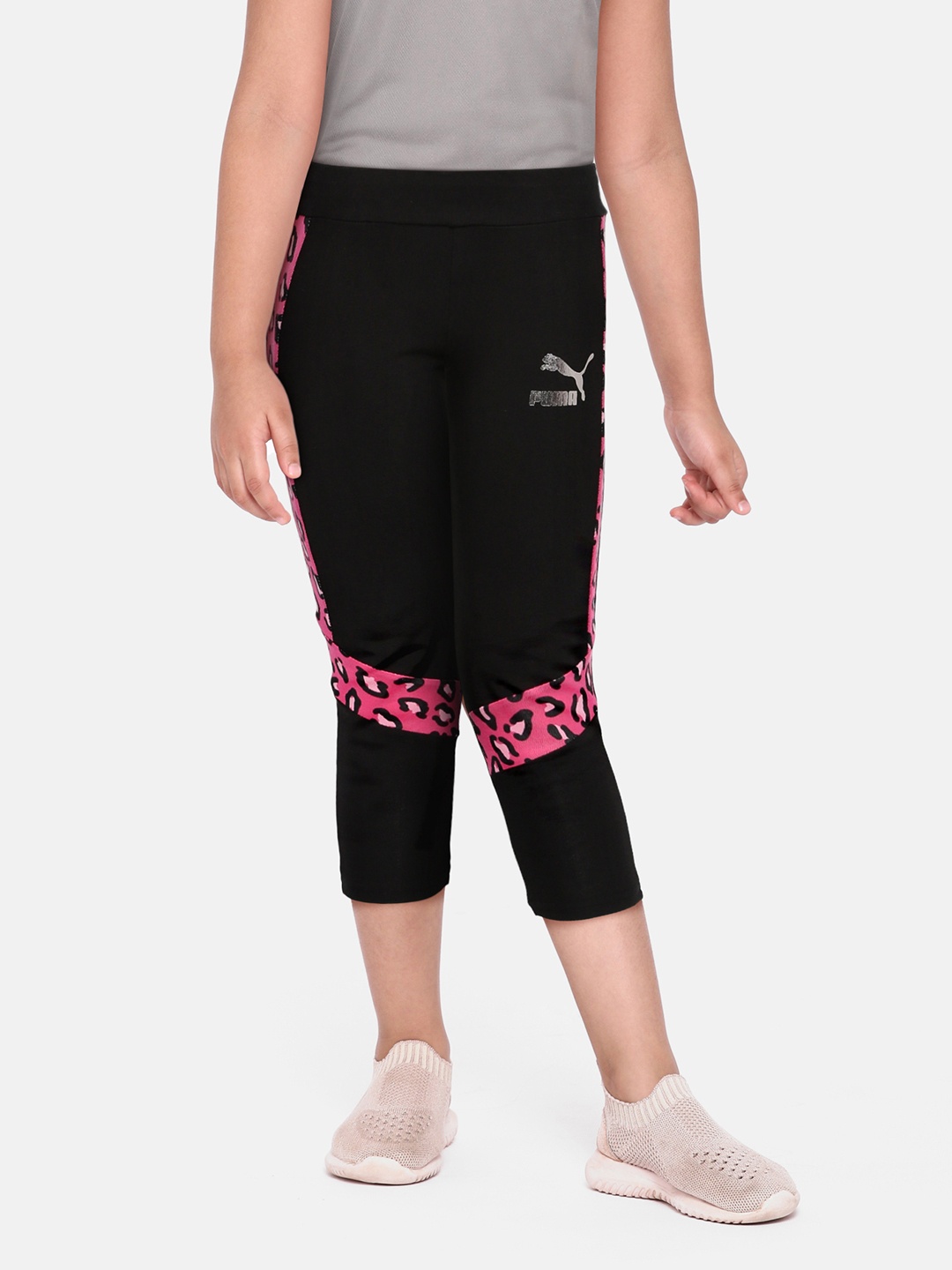 

Puma Girls Black & Pink Printed Summer Roar Youth Tights
