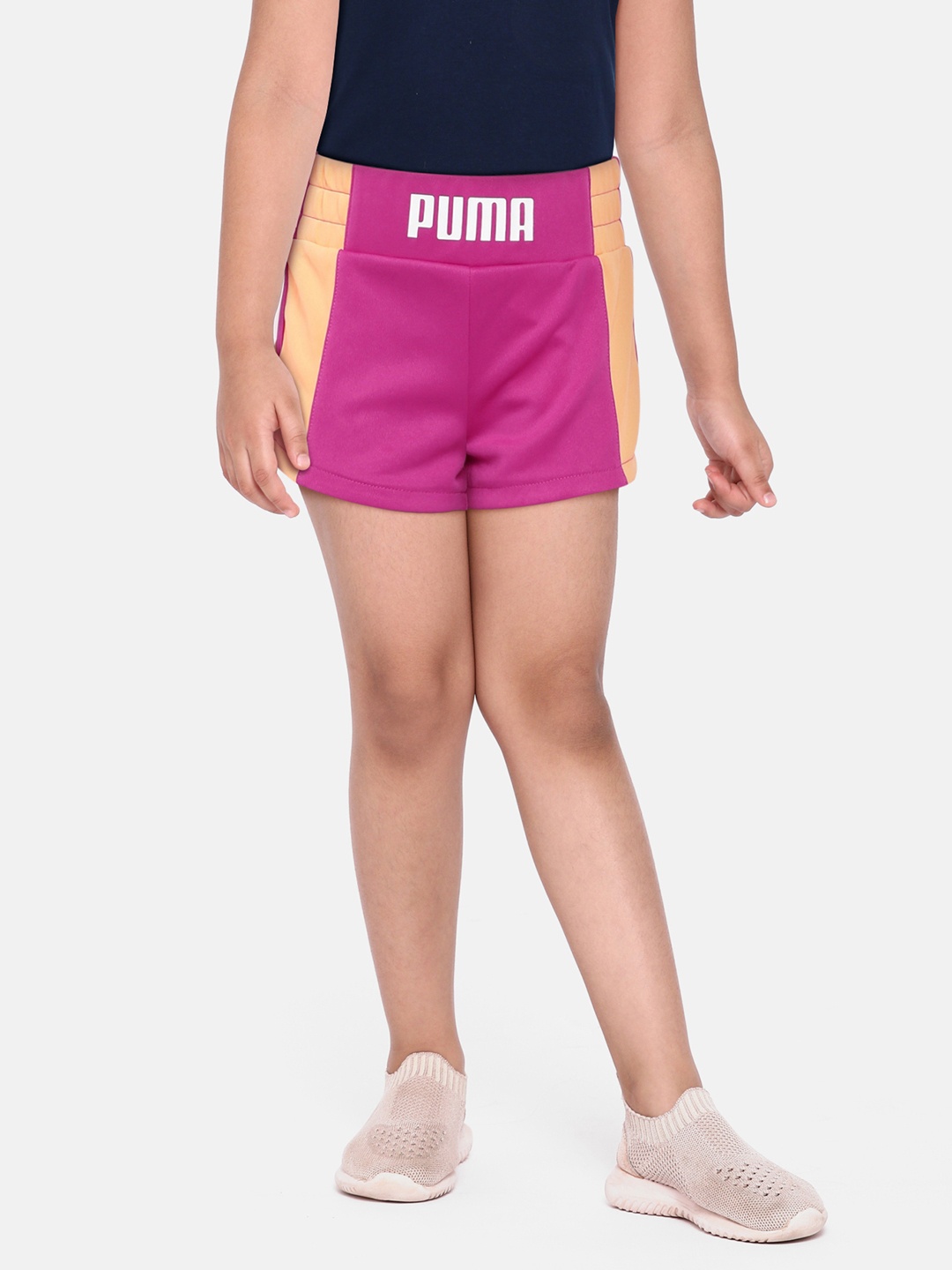 

Puma Girls Pink & Peach-Coloured RunTrain Sports Shorts