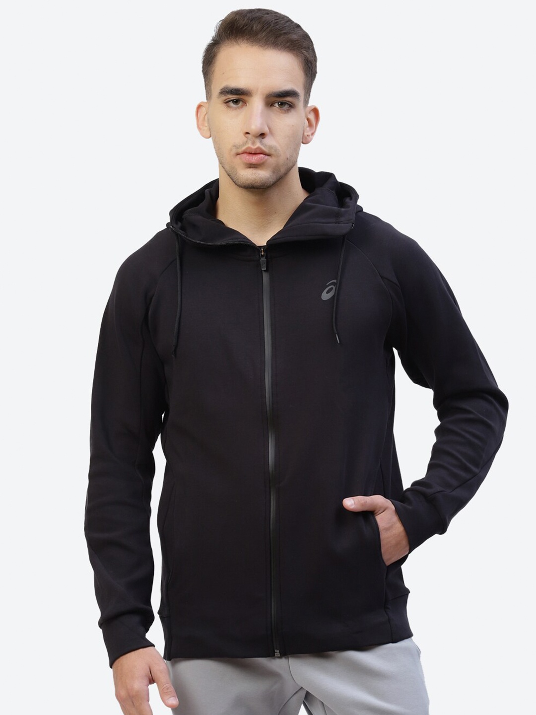 

ASICS Men Solid M Mobility Knit Full Zip Sweatshirt, Black