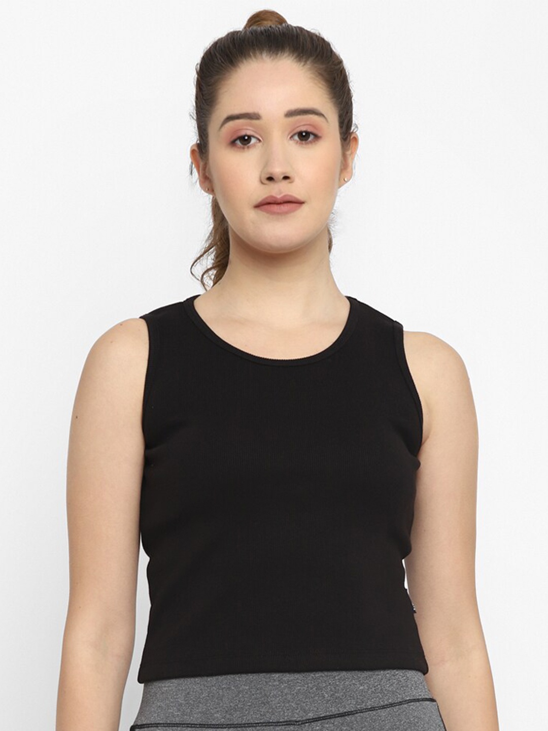 

OFF LIMITS Women Black Solid Round Neck T-shirt