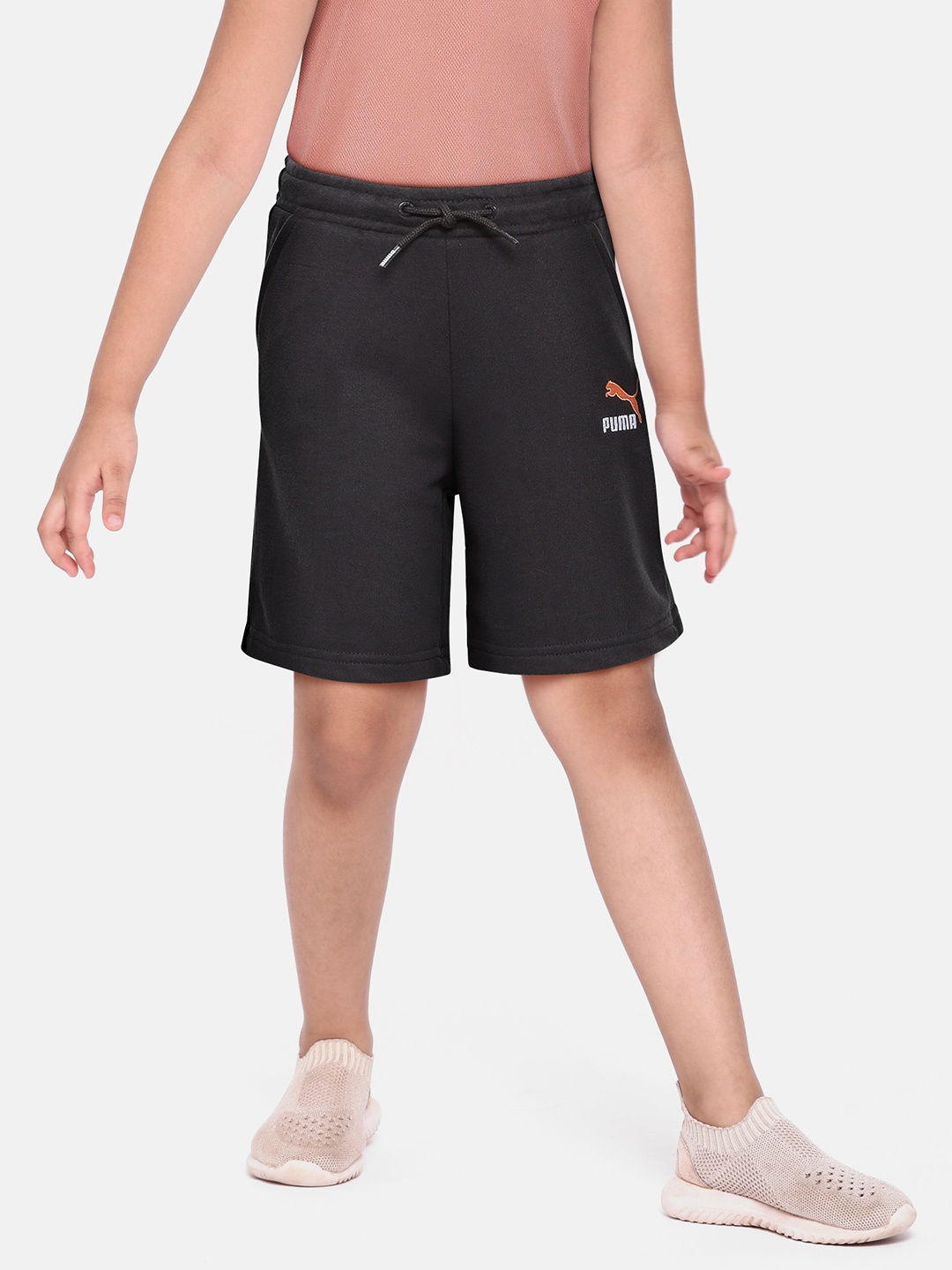 

Puma Girls Solid Pure Cotton Relaxed Fit Shorts, Grey