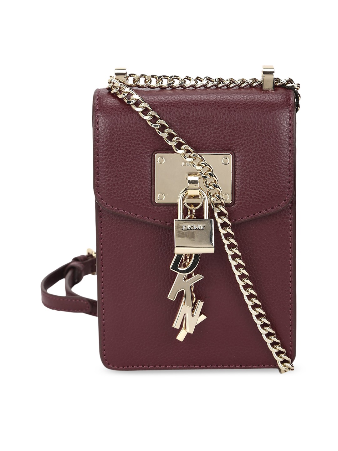 

DKNY Women Burgundy Solid Leather Structured Sling Bag