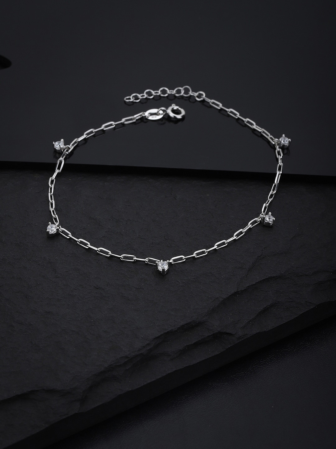 

VANBELLE 925 Sterling Silver Rhodium-Plated Handcrafted Anklet