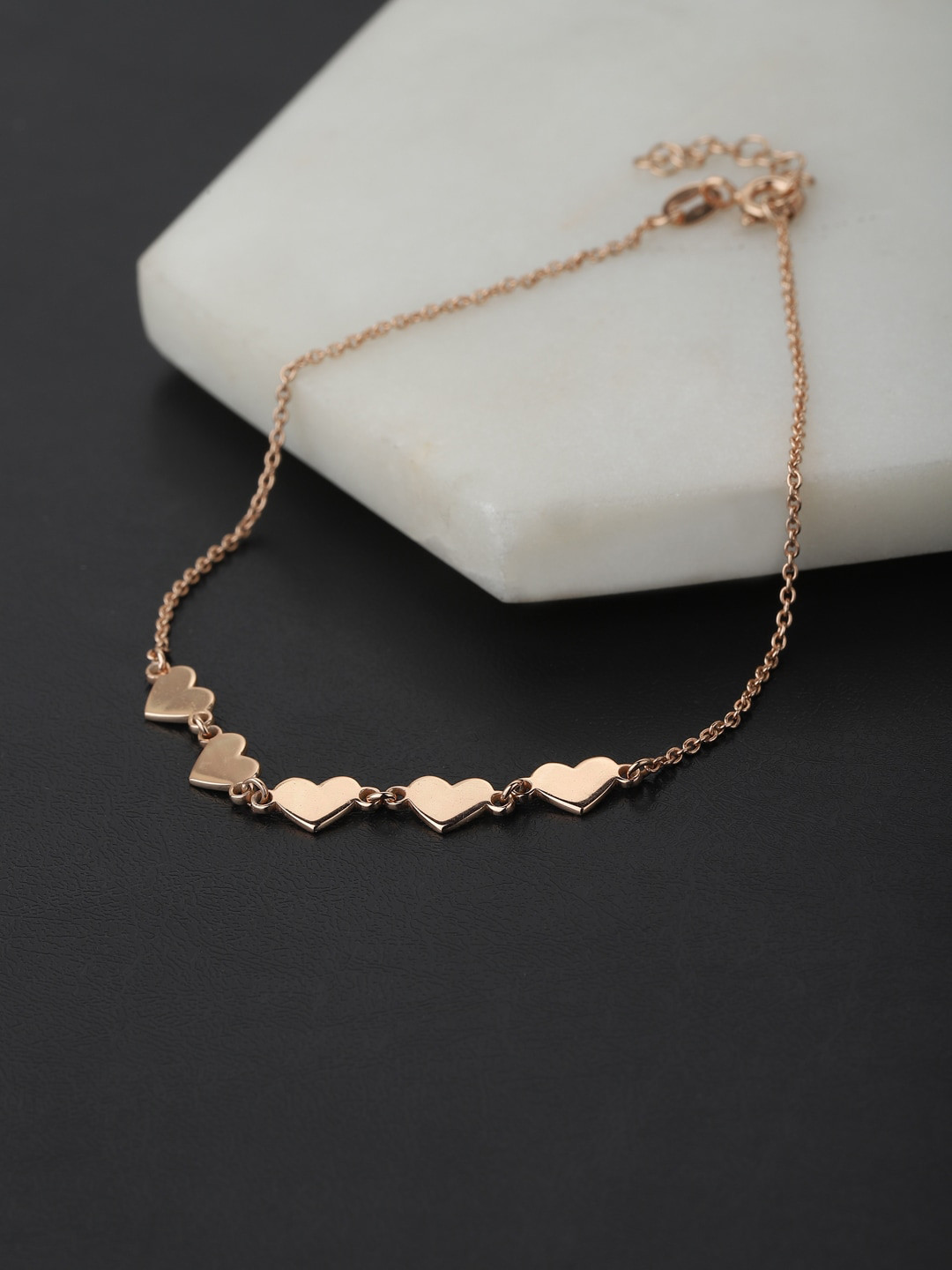 

VANBELLE Rose Gold-Plated 925 Sterling Silver Heart Shaped Anklet