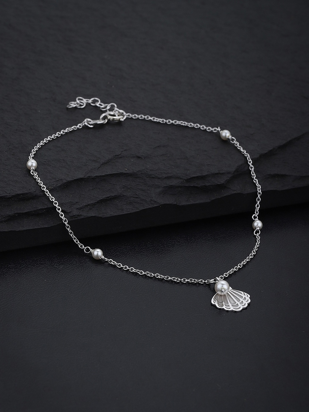 

VANBELLE Woman 925 Sterling Silver & Off White Toned Rhodium-Plated Anklet