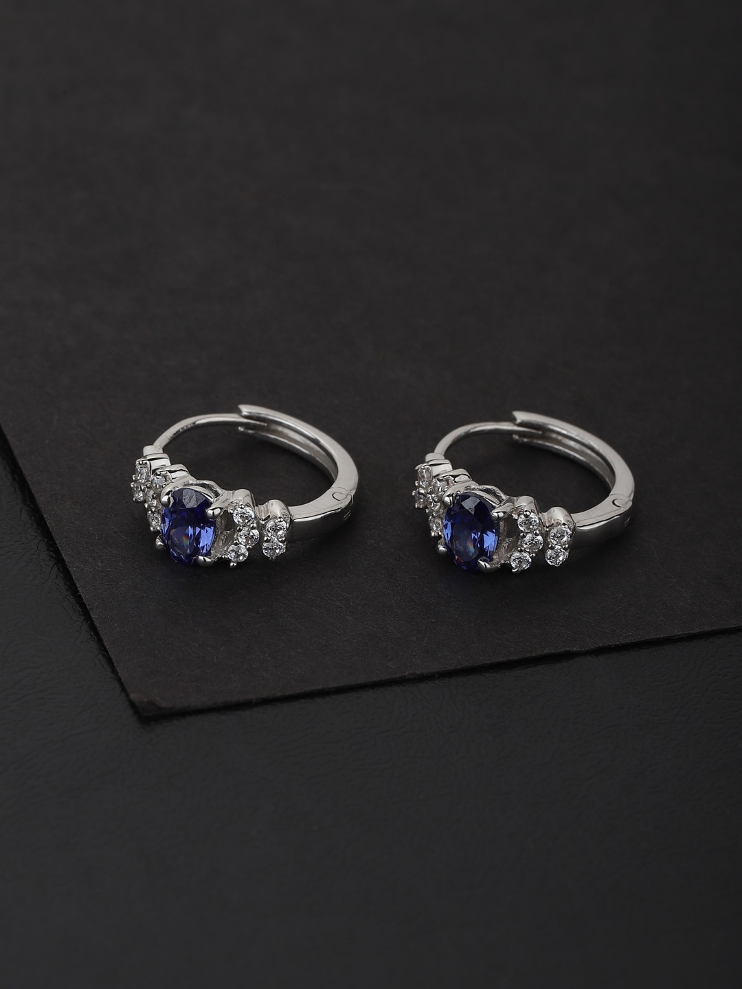 

VANBELLE 925 Sterling Silver CZ-Studded Circular Studs Earrings