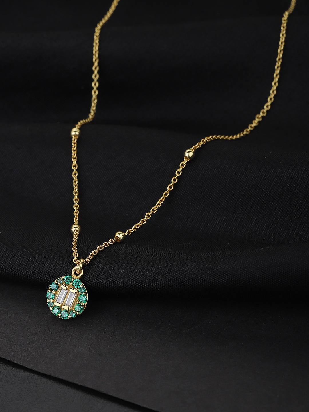 

VANBELLE 925 Sterling Silver Gold-Plated & Green Handcrafted Necklace