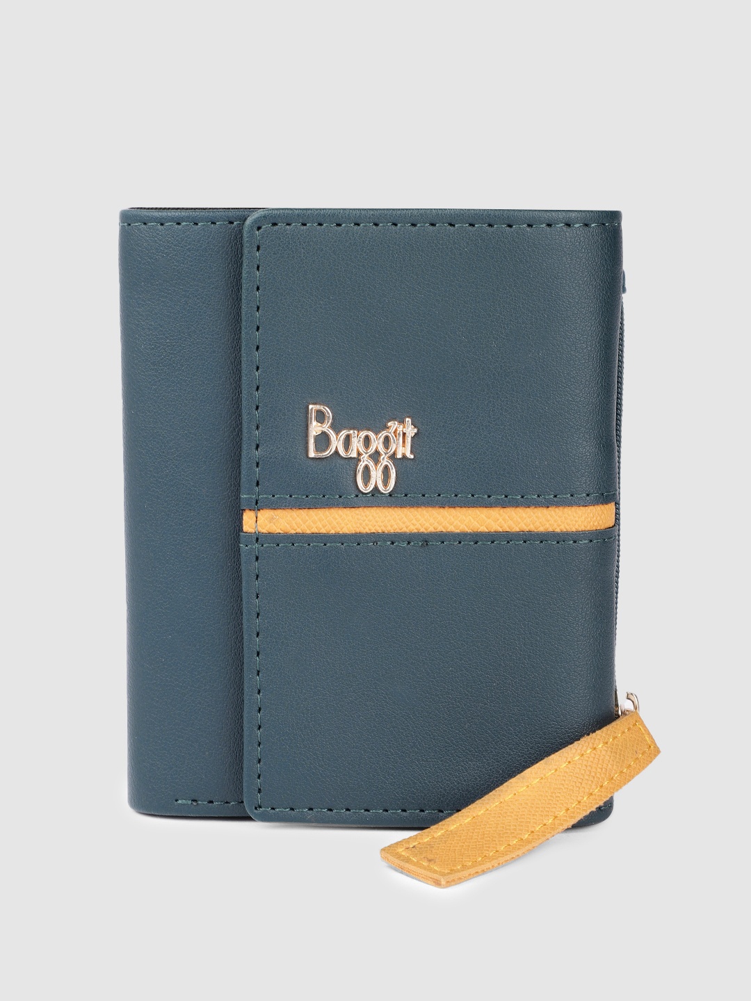 

Baggit Women Teal & Mustard Three Fold Wallet