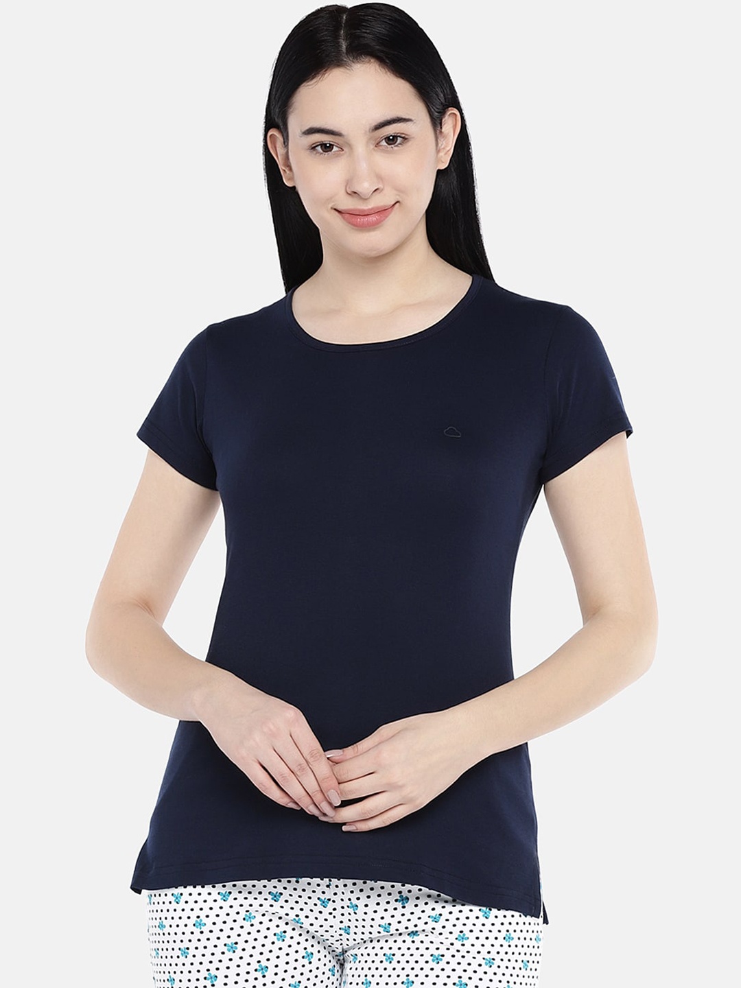 

Sweet Dreams Women Navy Blue Solid Lounge T Shirt