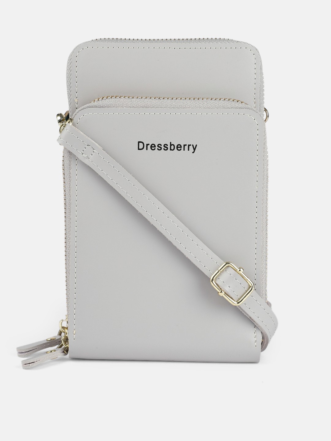 

DressBerry Women Grey Melange Solid Mobile Pouch with Sling Strap