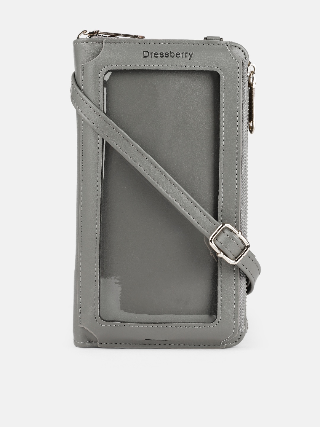 

DressBerry Women Grey Solid Mobile Pouch with Sling Strap