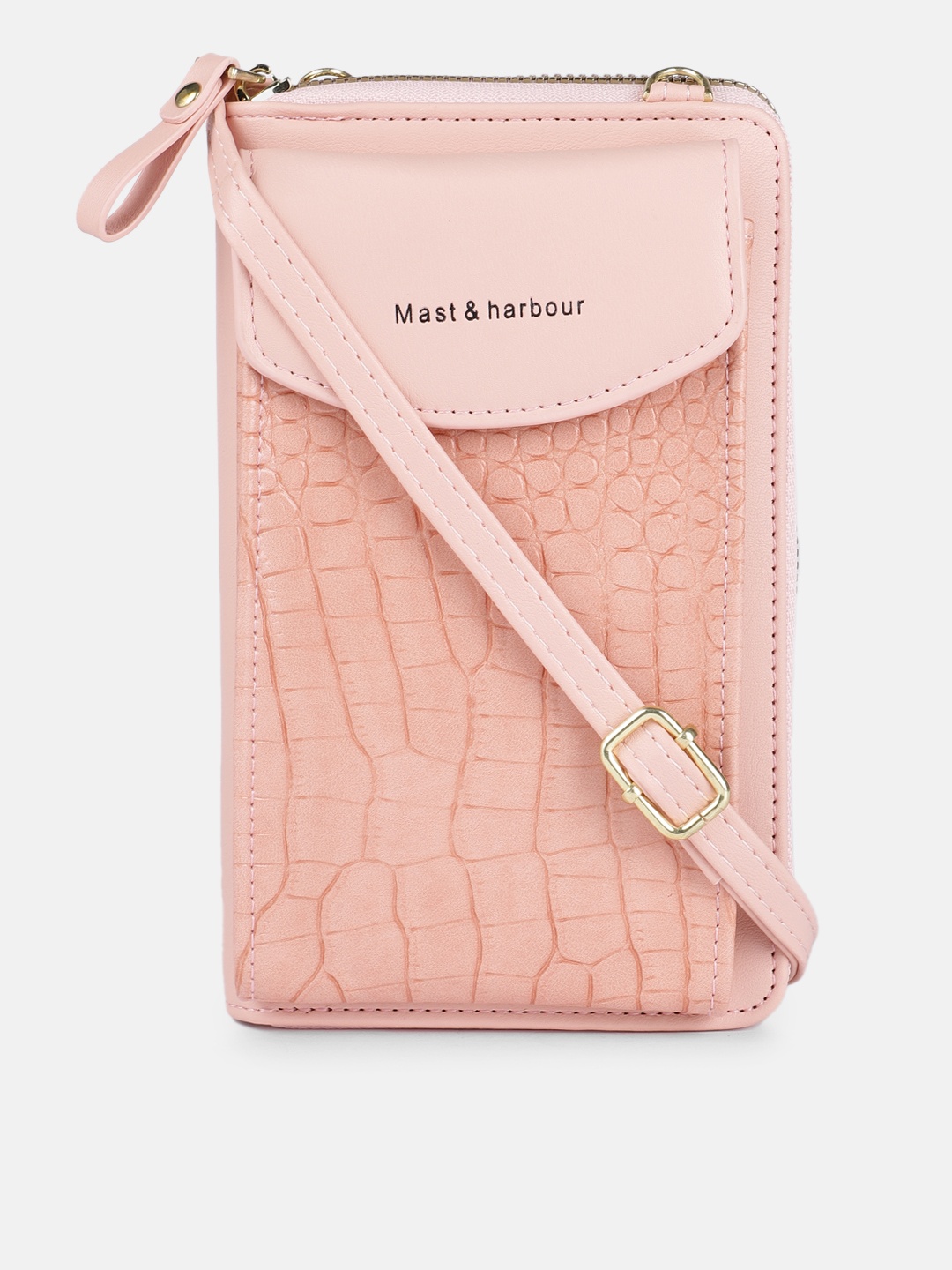 

Mast & Harbour Women Pink Animal Textured Silicone Mobile Pouch with Card Holder