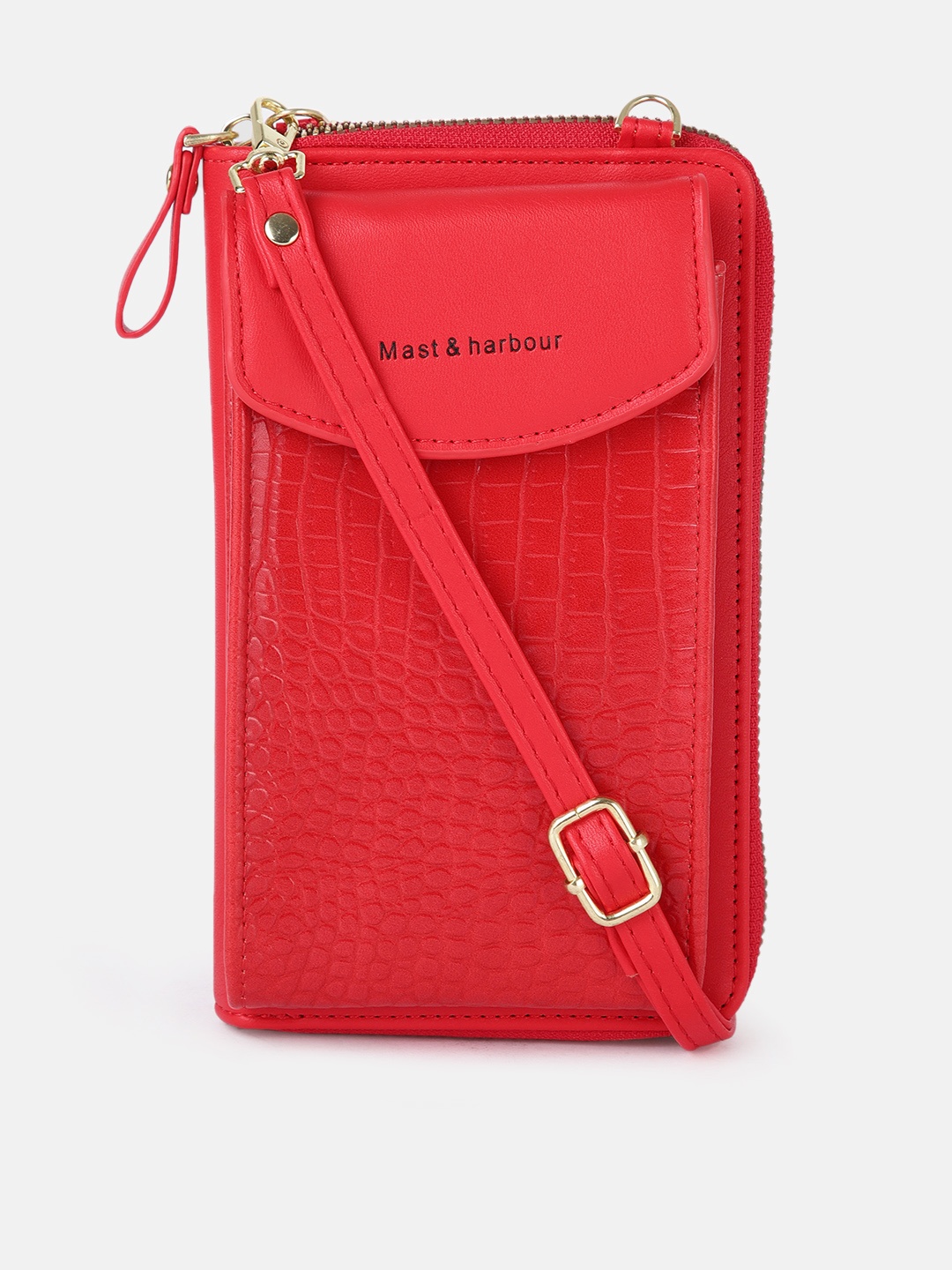 

Mast & Harbour Women Red Animal Textured Silicone Mobile Pouch with Card Holder