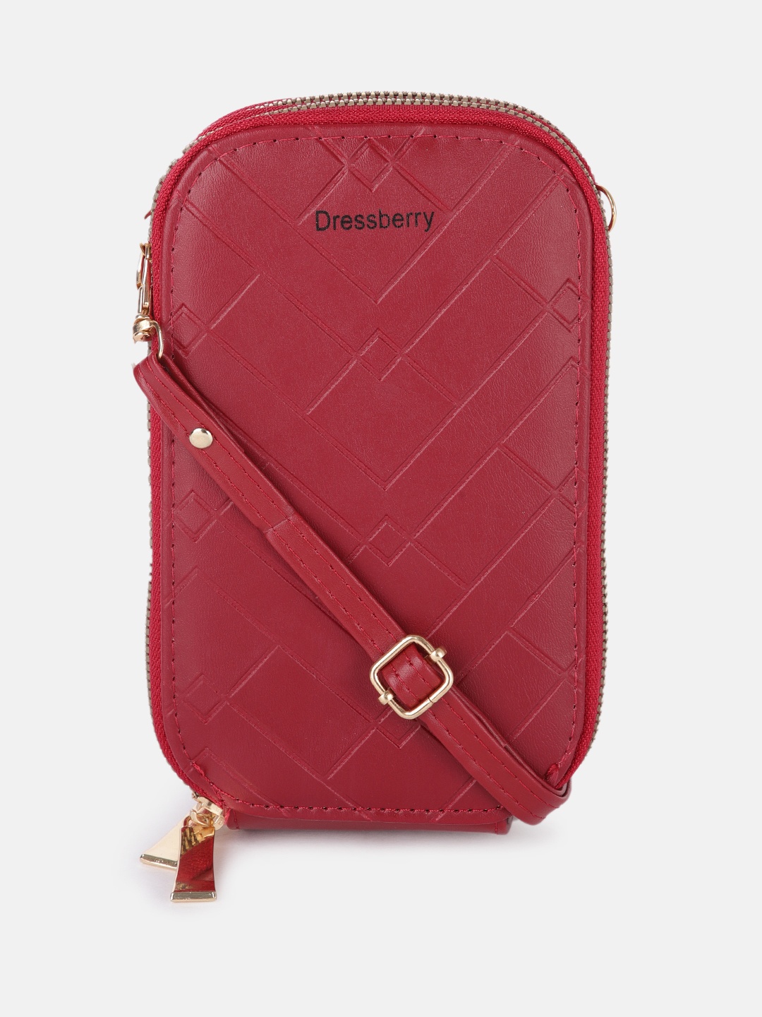 

DressBerry Women Maroon Geometric Textured Silicone Mobile Pouch with Card Holder