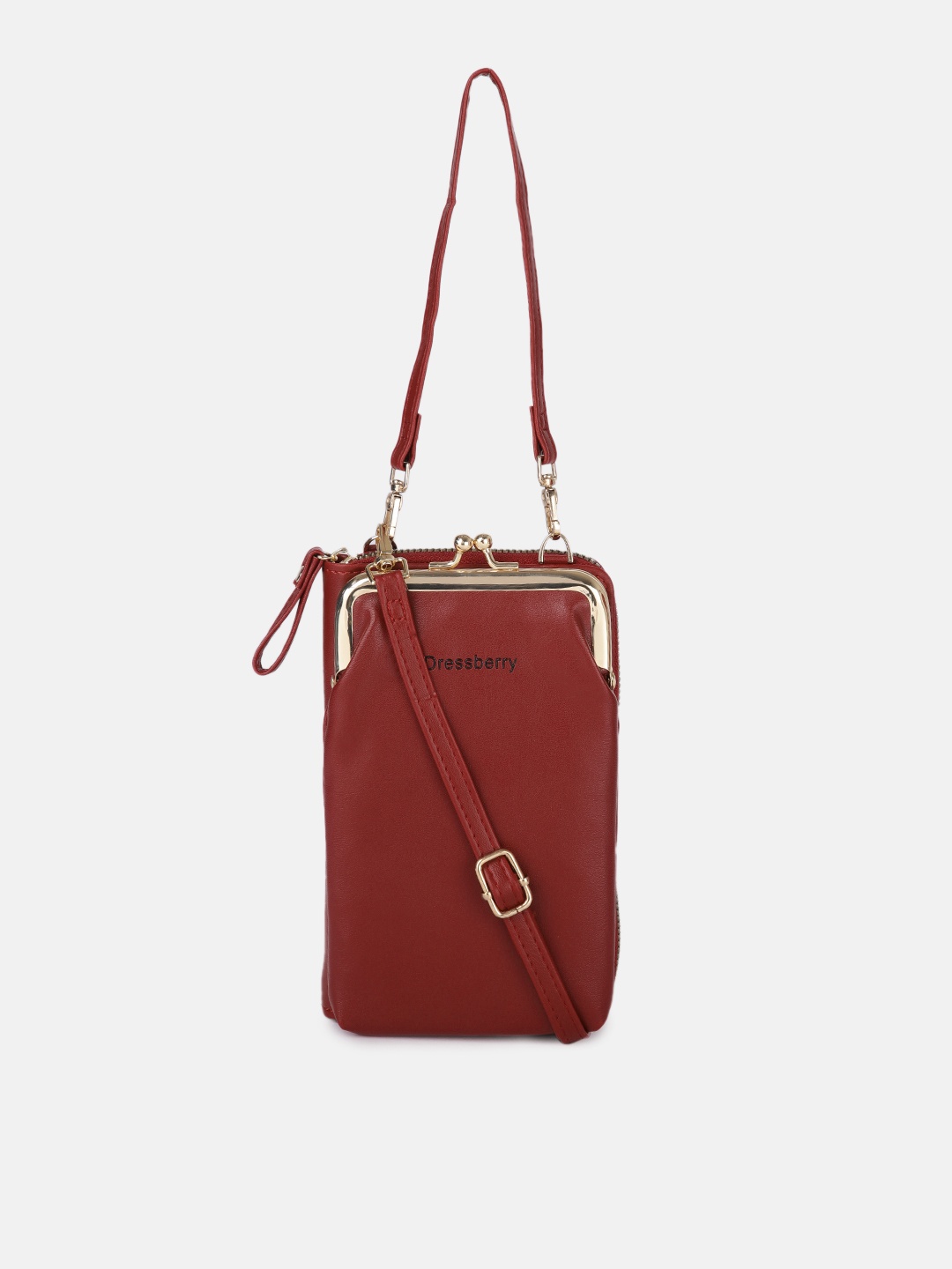 

DressBerry Women Maroon Solid Silicone Mobile Pouch with Card Holder