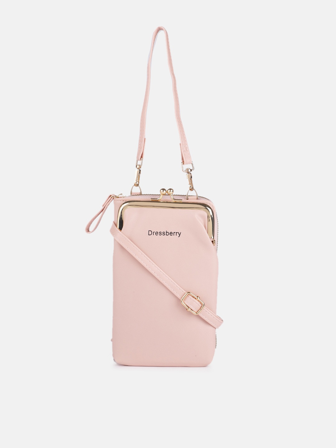 

DressBerry Women Blush Pink Solid Silicone Mobile Pouch with Card Holder