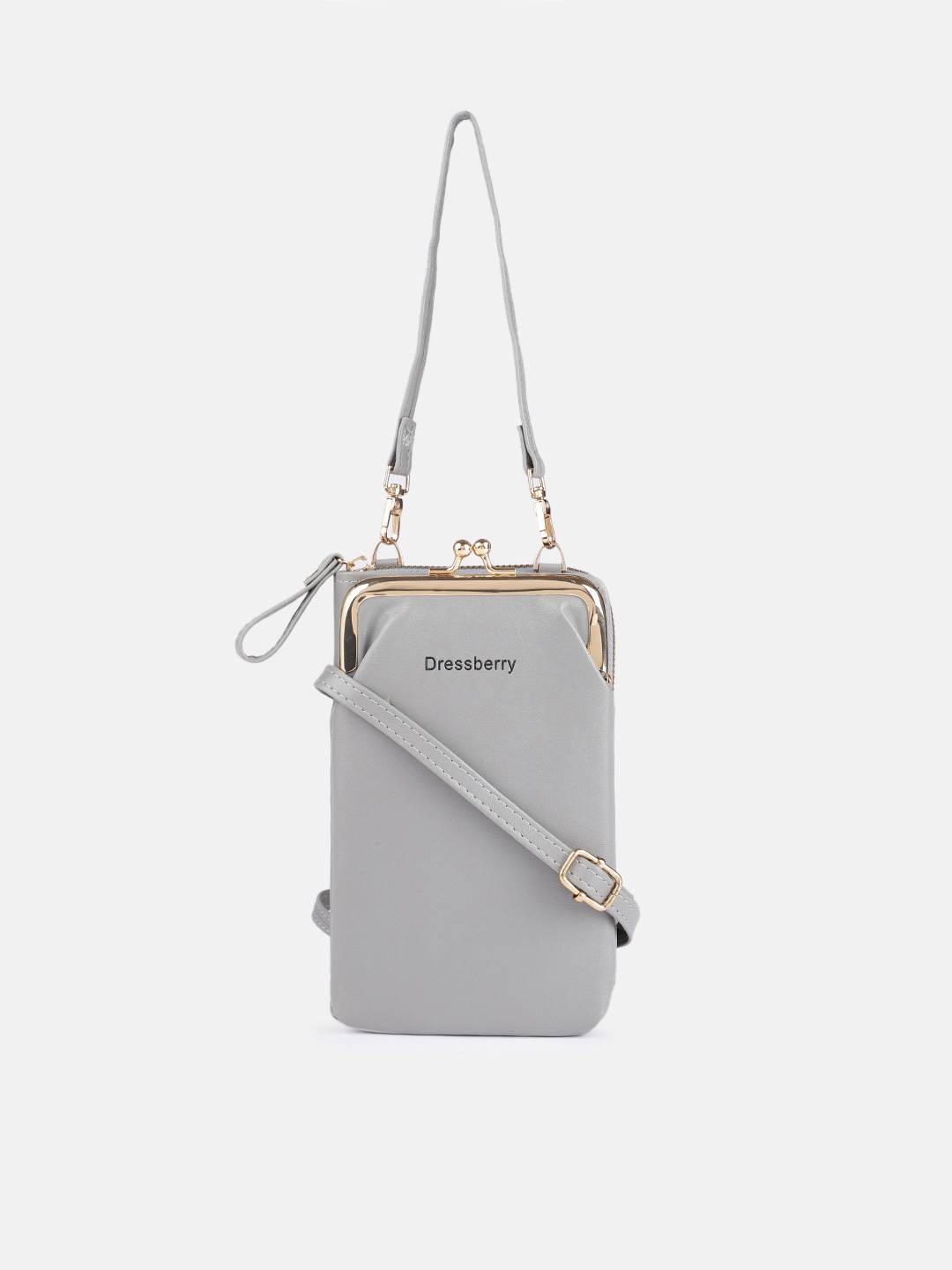 

DressBerry Women Grey Solid Mobile Pouch with Sling Strap