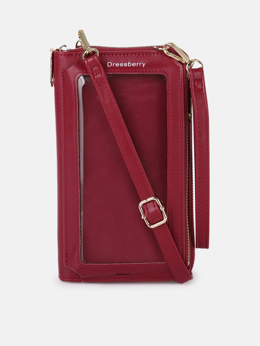 

DressBerry Women Burgundy Solid Silicone Mobile Pouch with Card Holder