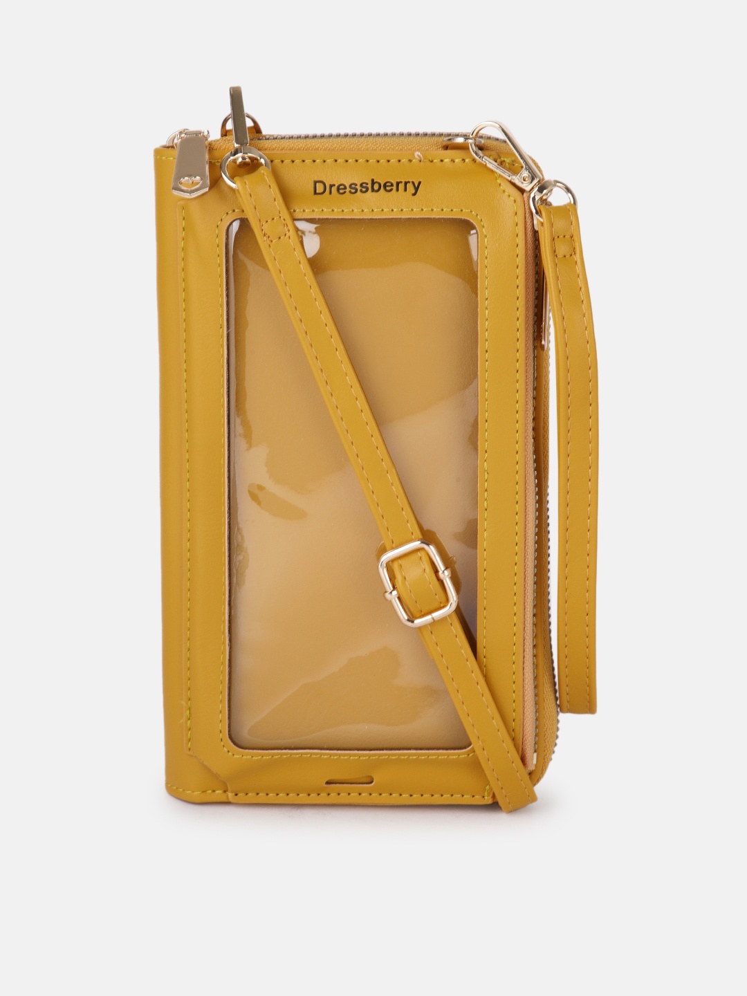 

DressBerry Women Mustard Yellow Solid Silicone Mobile Pouch with Card Holder