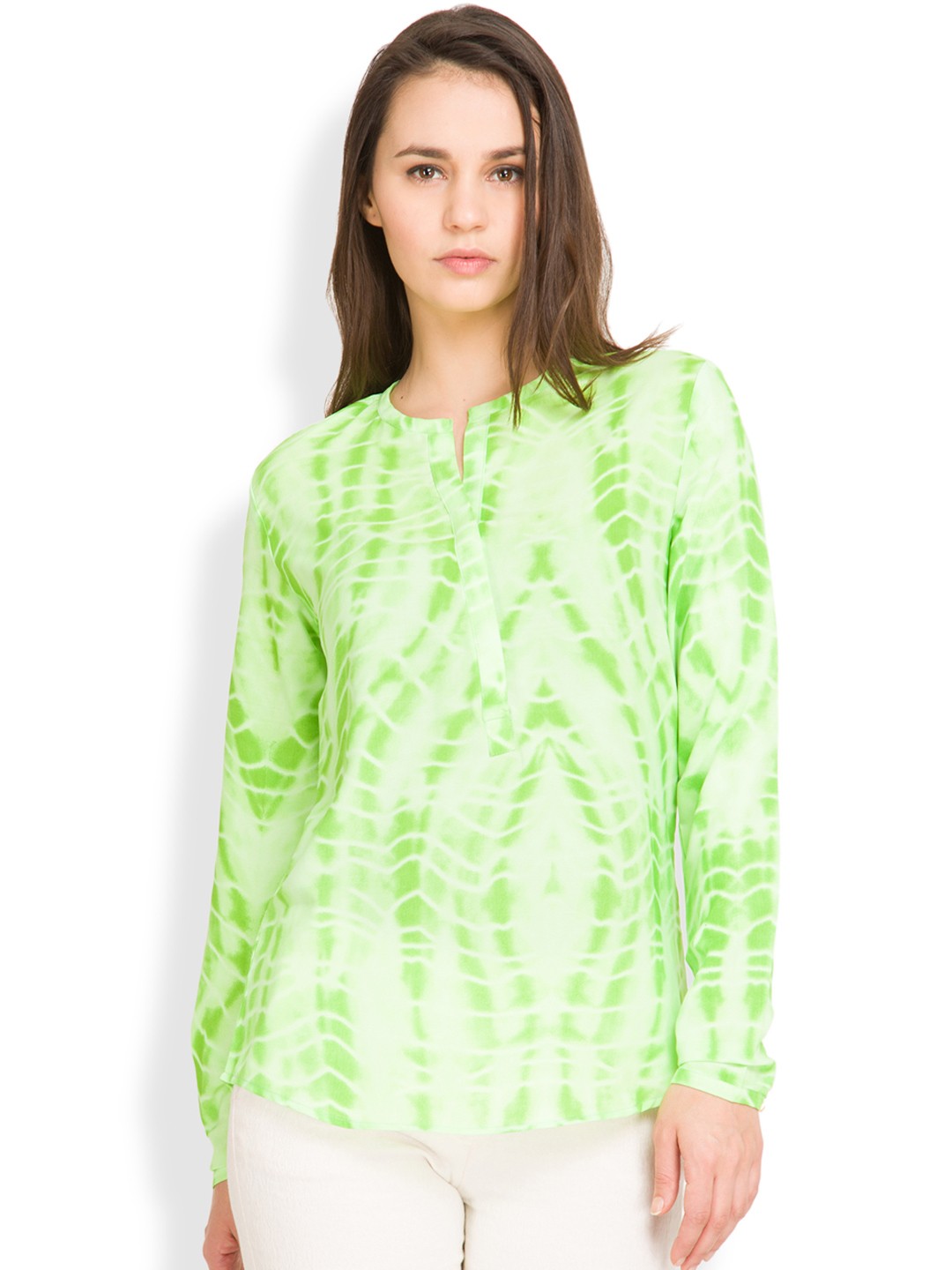 

Tokyo Talkies Women Green & White Printed Top